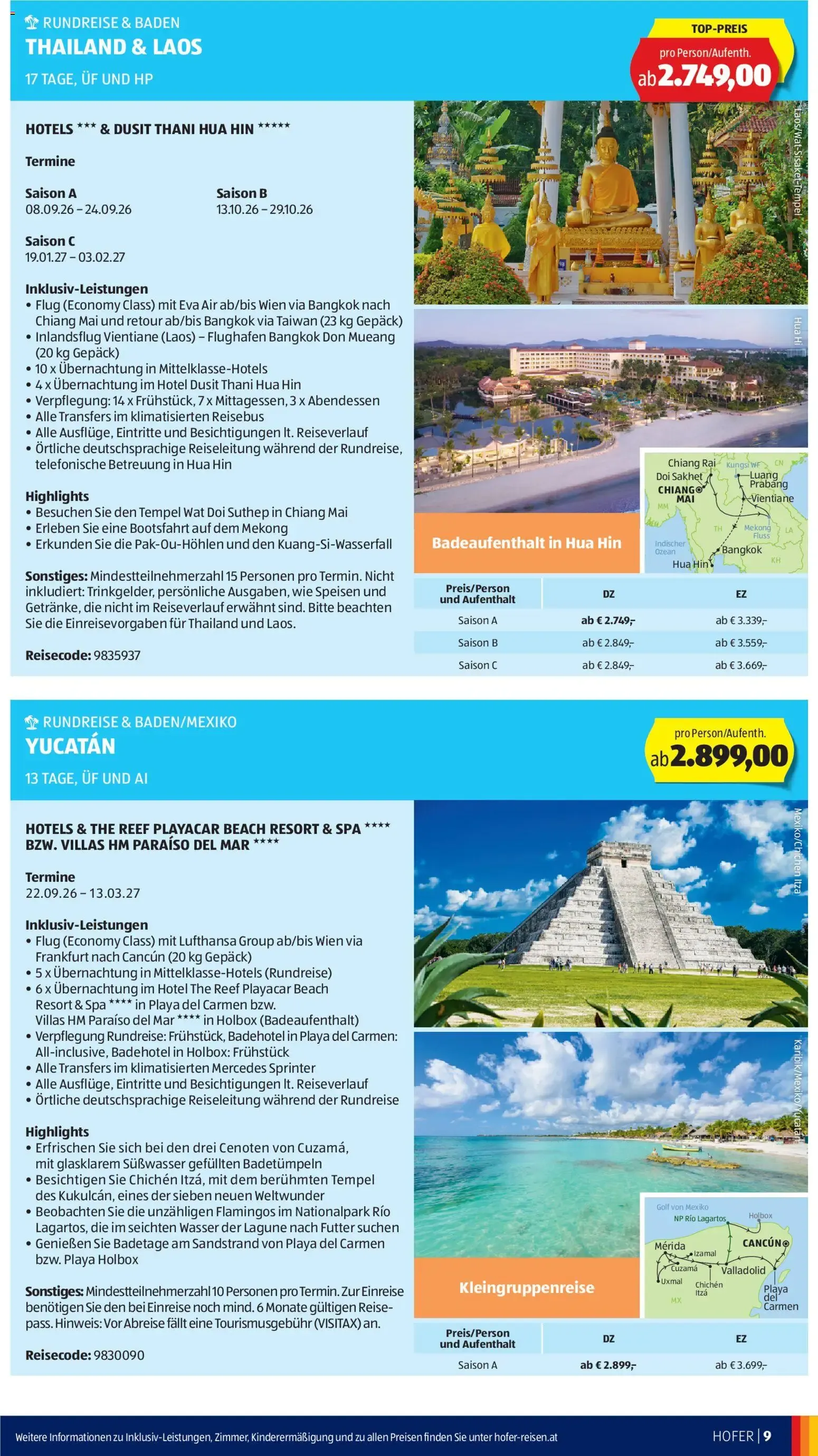 Hofer Sommerdeals Hofer Reisen ab 27.05.2026 - Angebote, Aktionen von 27. Mai bis 30. Juni 2026 - Flugblätt seite 9