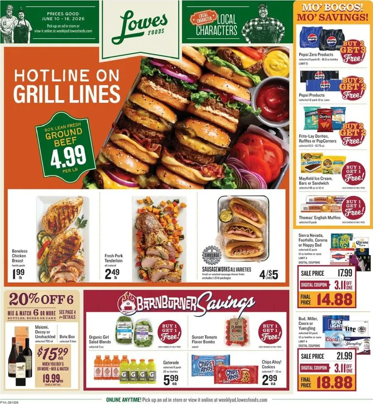 Current Lowes Foods leaflet valid from Wednesday 06/10/2026 to Tuesday 06/16/2026