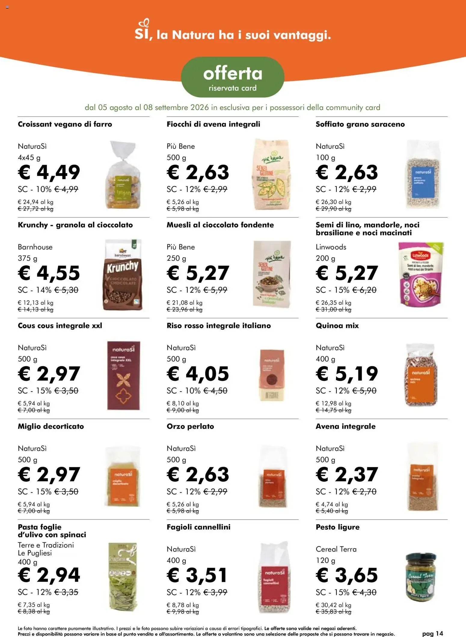 Natura Sì volantino dal 05/08/2026 - online Offerte da 5 agosto a 8 settembre di 2026 - Pagina del volantino 14