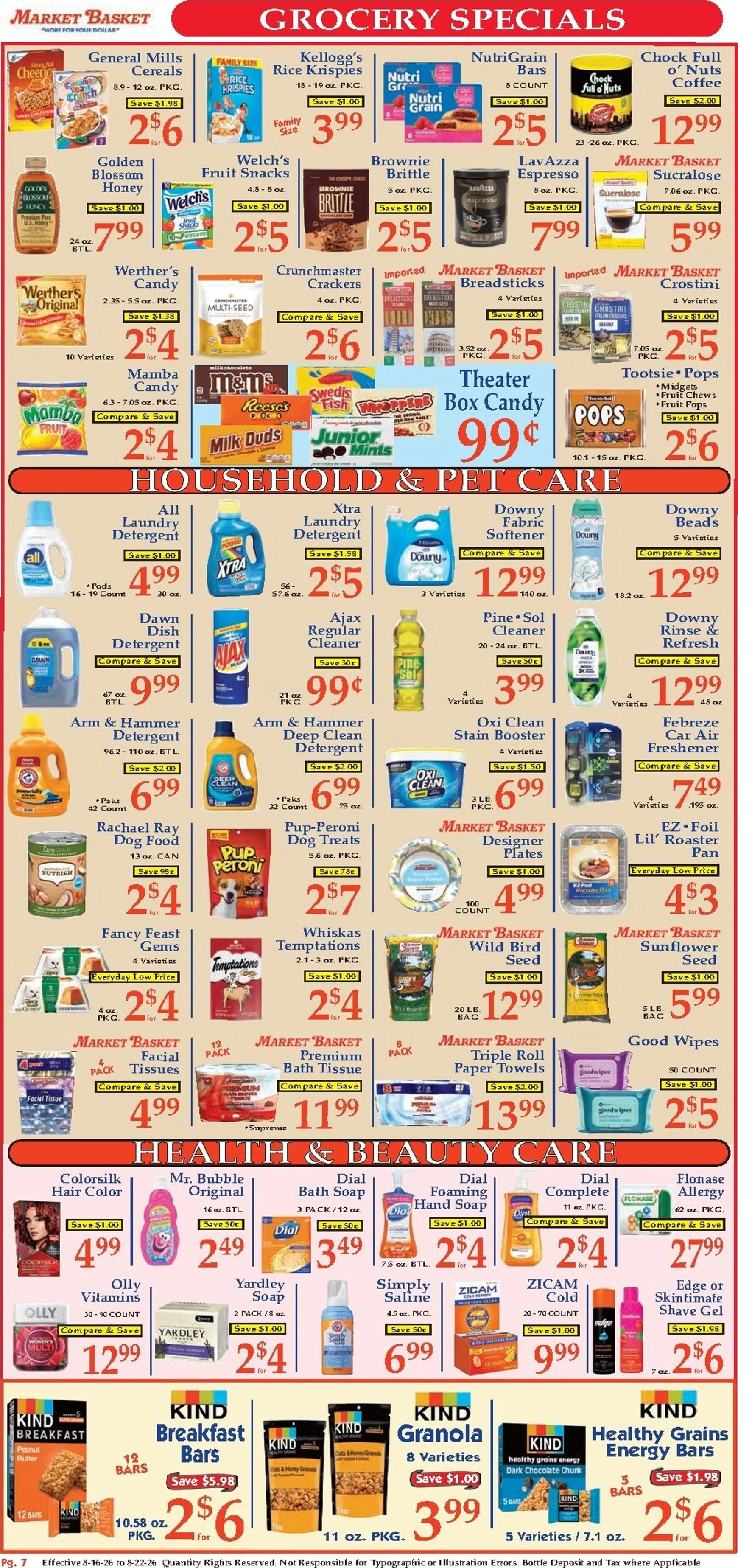Weekly promotion Current Market Basket leaflet valid from Sunday 08/16/2026 to Saturday 08/22/2026 spanning from August 16 to August 22 2026 - Page 7 for Catalogue 365