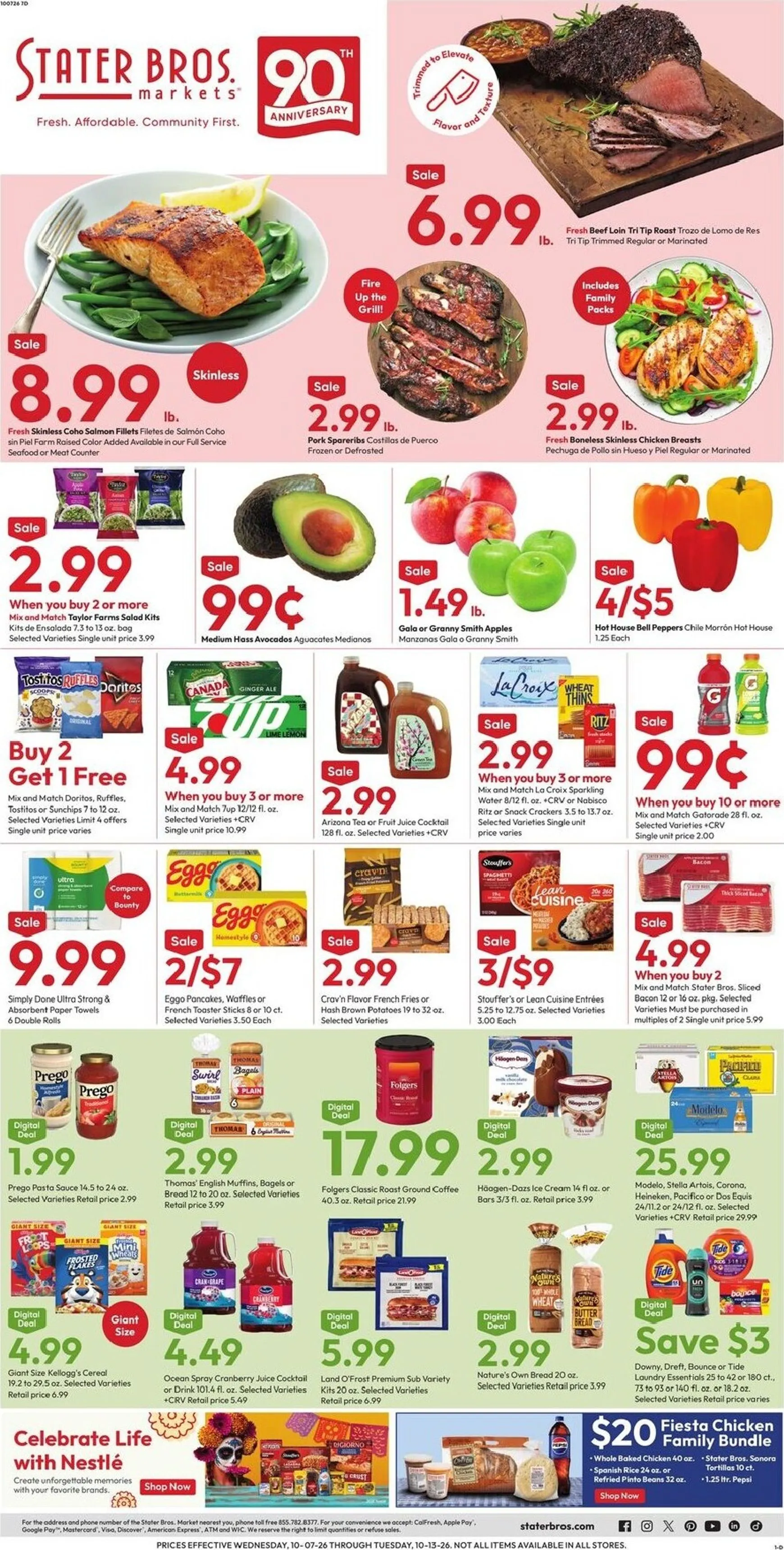 Current Stater Bros. leaflet valid from Wednesday 10/07/2026 to Tuesday 10/13/2026