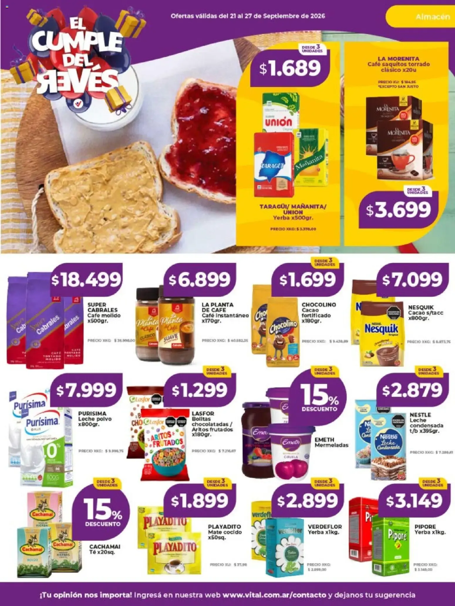 Ofertas de Vital Supermayorista - El Cumple del Jueves 21 de septiembre al 27 de septiembre 2026 - Página 22 del catálogo