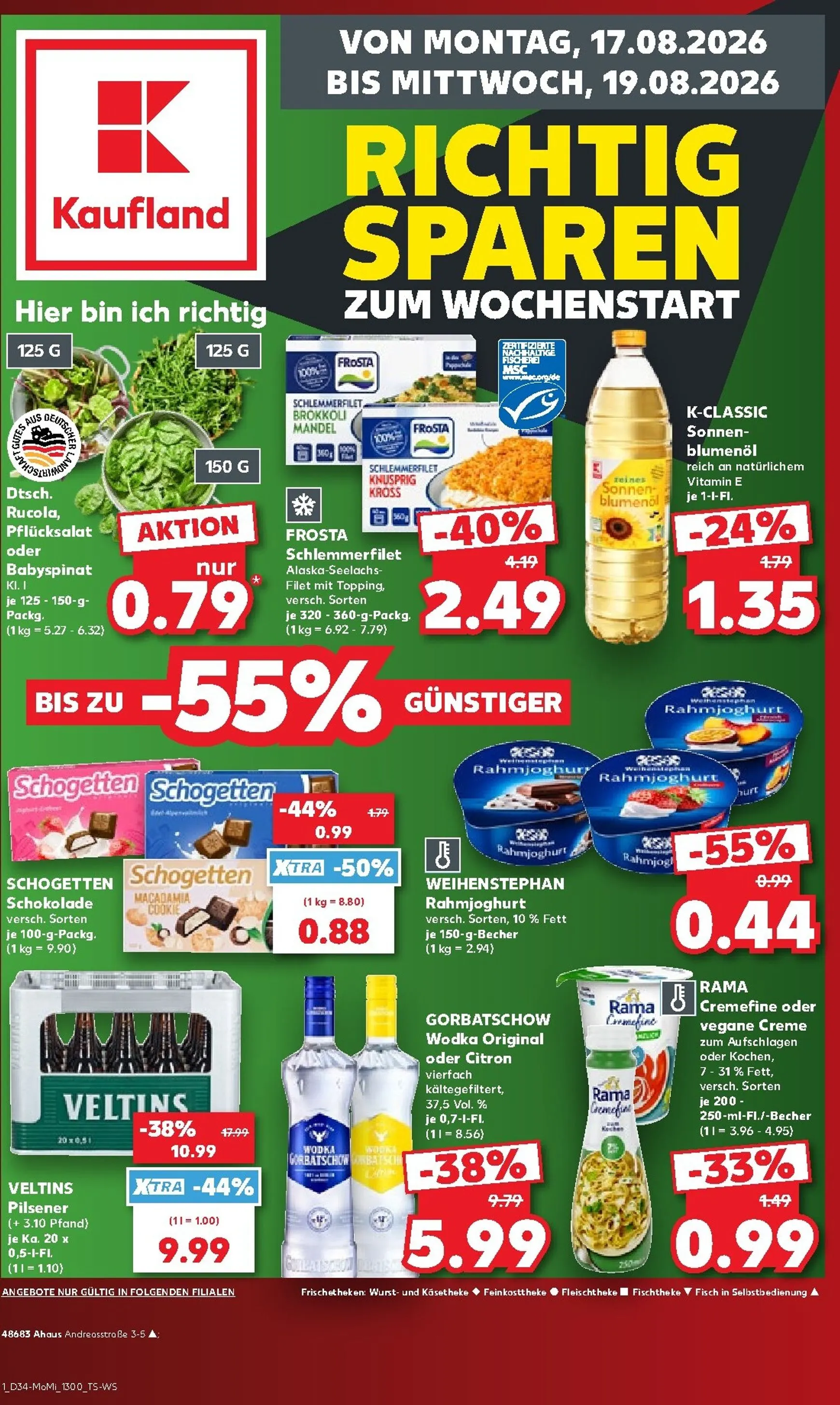 Kaufland - Richtig Sparen Prospekt nächste Woche – von Montag 17.08.2026 bis Mittwoch 19.08.2026 von 17. August bis 19. August 2026 - Prospekt seite 1