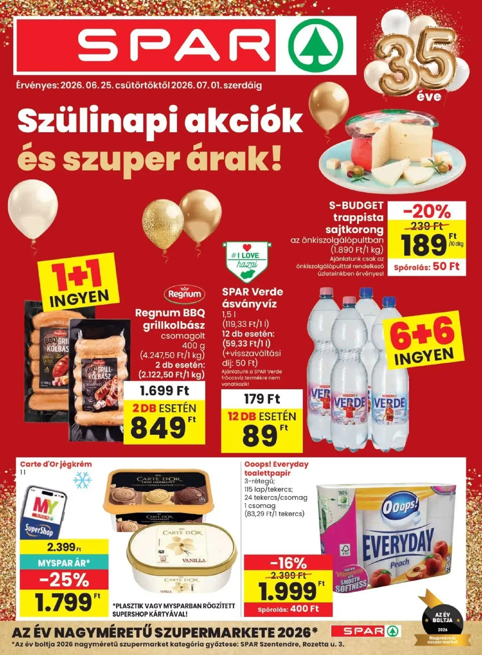 Katalógus Spar Szülinapi akciók és szuper árak! június 25.-tól július 1.-ig 2026. - Oldal 1