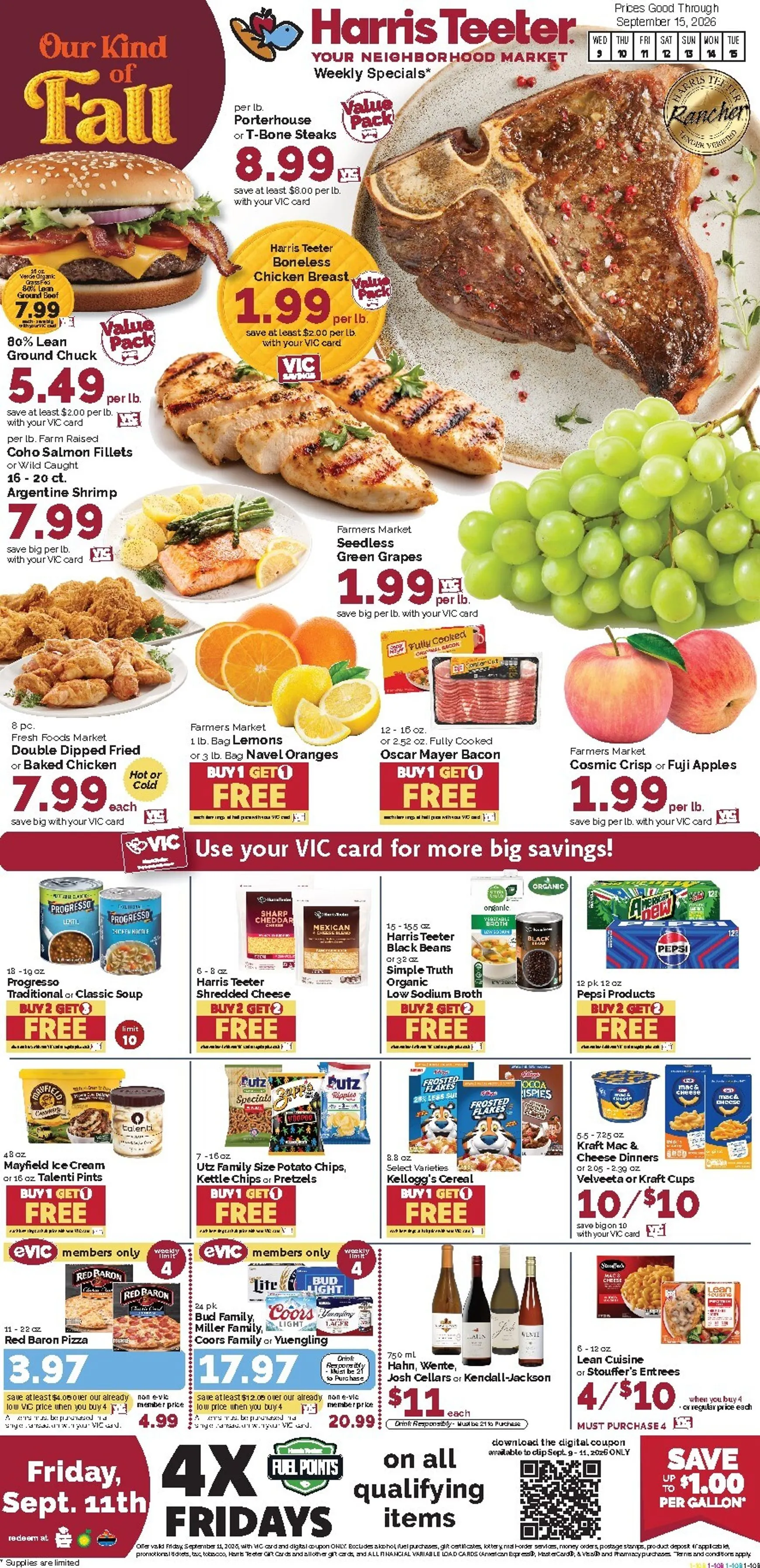 Weekly ad Current Harris Teeter leaflet valid from Wednesday 09/09/2026 to Tuesday 09/15/2026 from September 9 to September 15 2026 - Page 1
