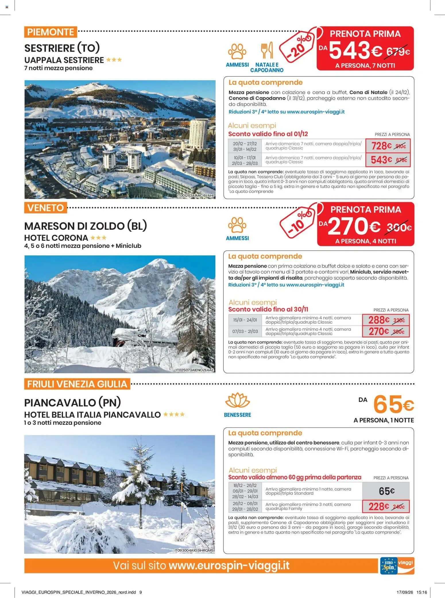 Euro Spin Viaggi: Speciale Inverno da 17 settembre a 31 dicembre di 2026 - Pagina del volantino 9