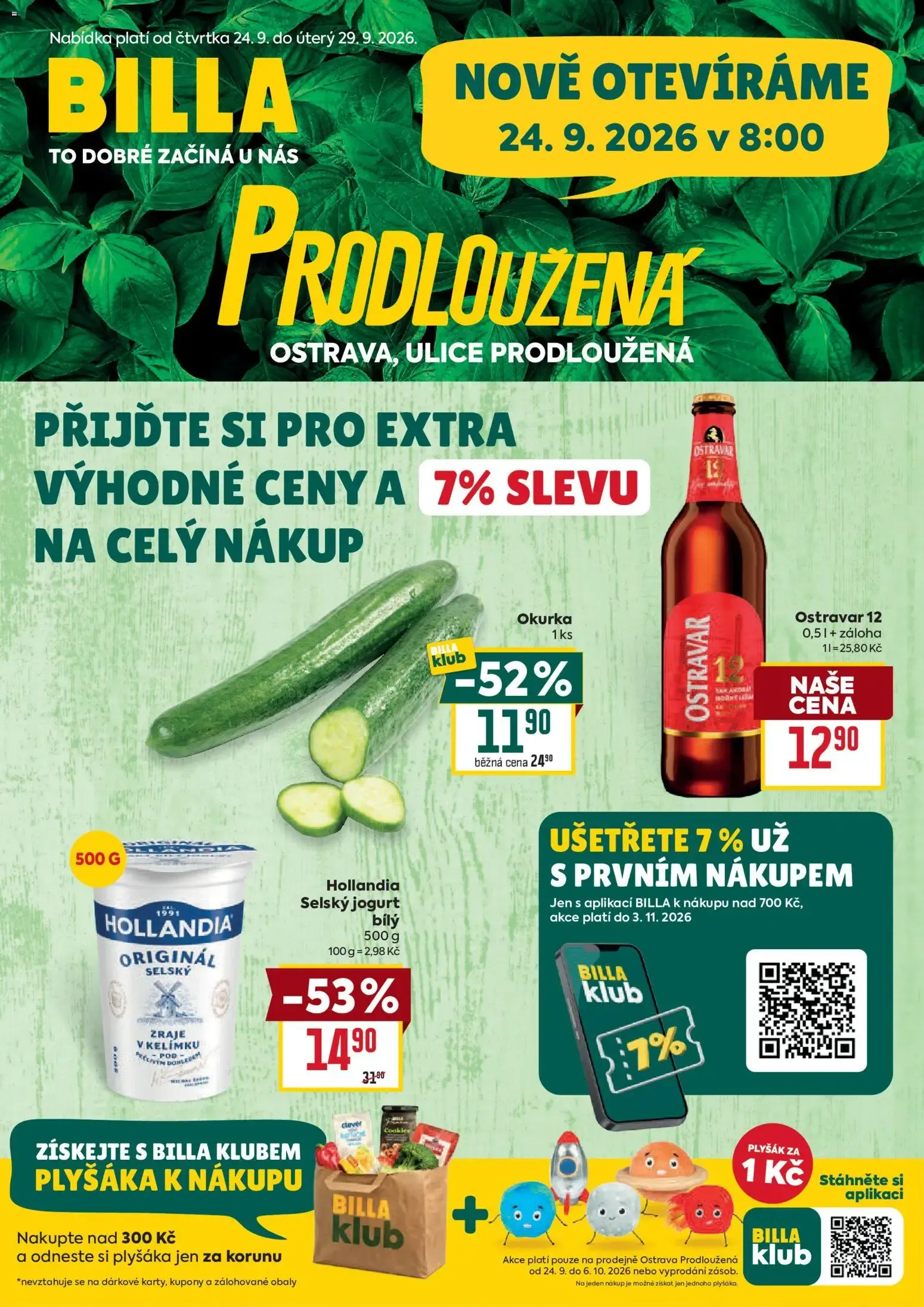 Billa: Nueva Apertura Ostrava, Ulice Prodloužená con Ofertas - 24. září 29. září 2026 - Page 1