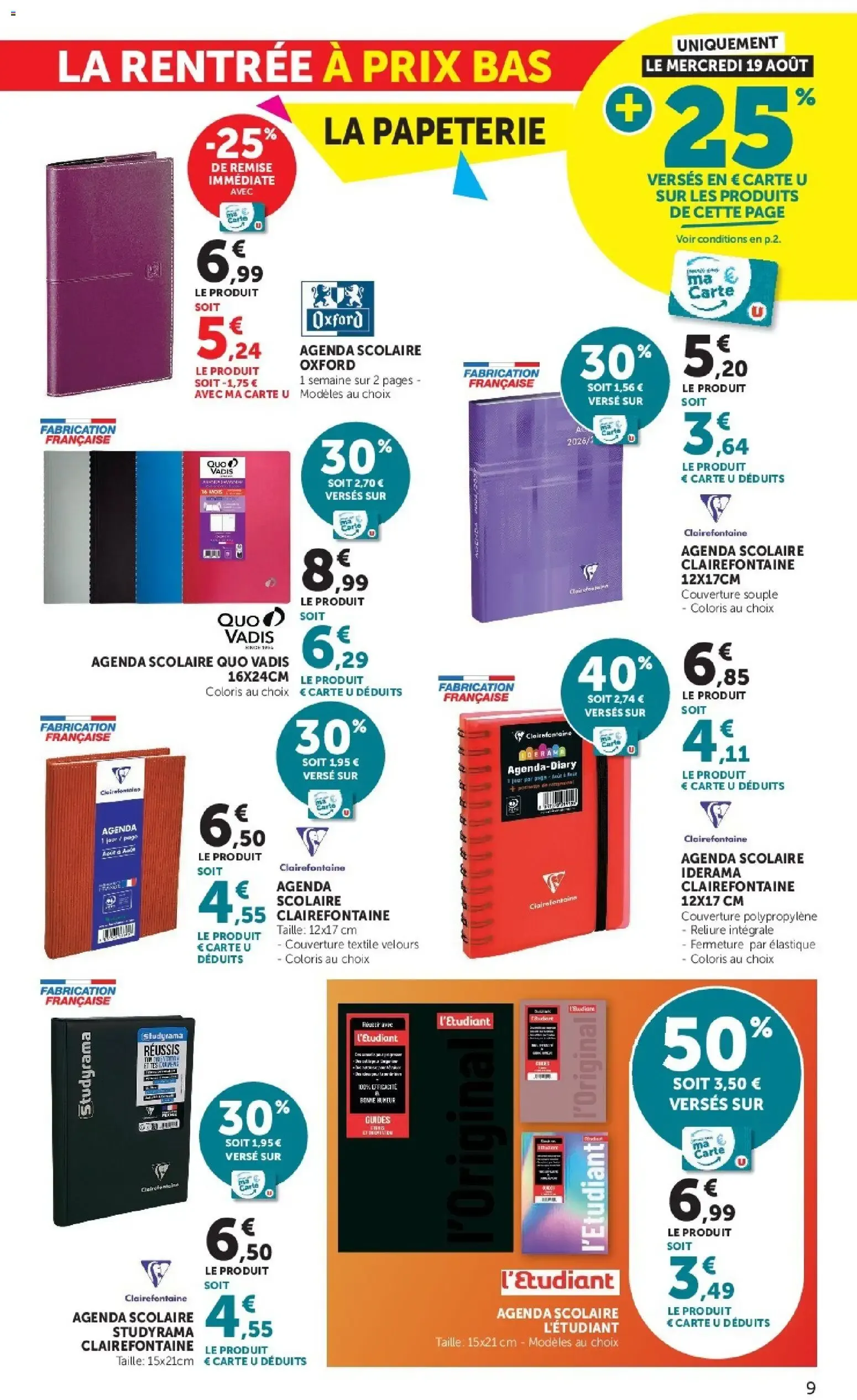 Super U - La rentrée à prix bas à partir du 11/08/2026 - promo en ligne du 11 août au 30 août 2026 - Catalogue page 9