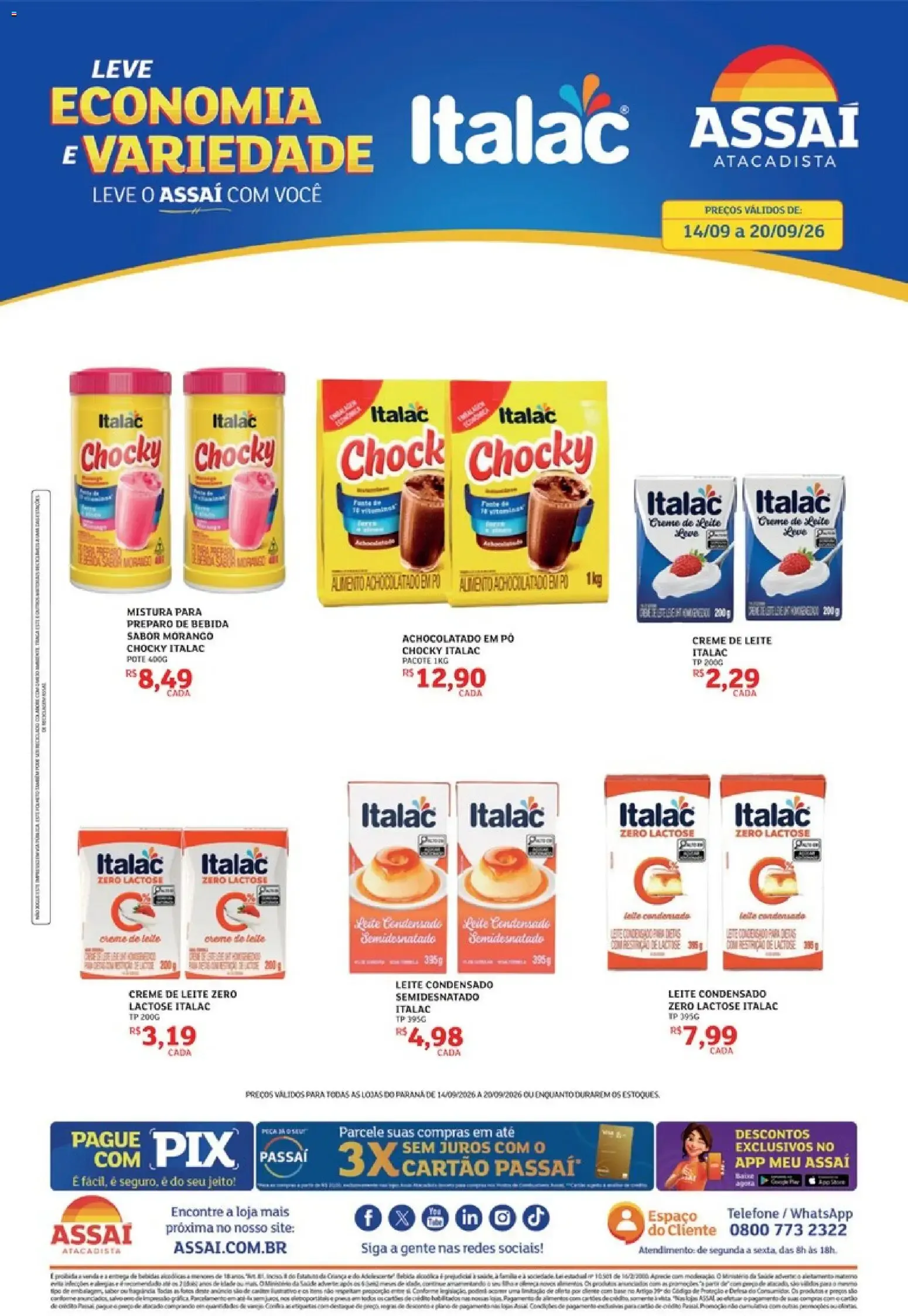Encarte de Assaí Atacadista - Produtos Italac 14 de setembro até 20 de setembro 2026 - Pagina 1