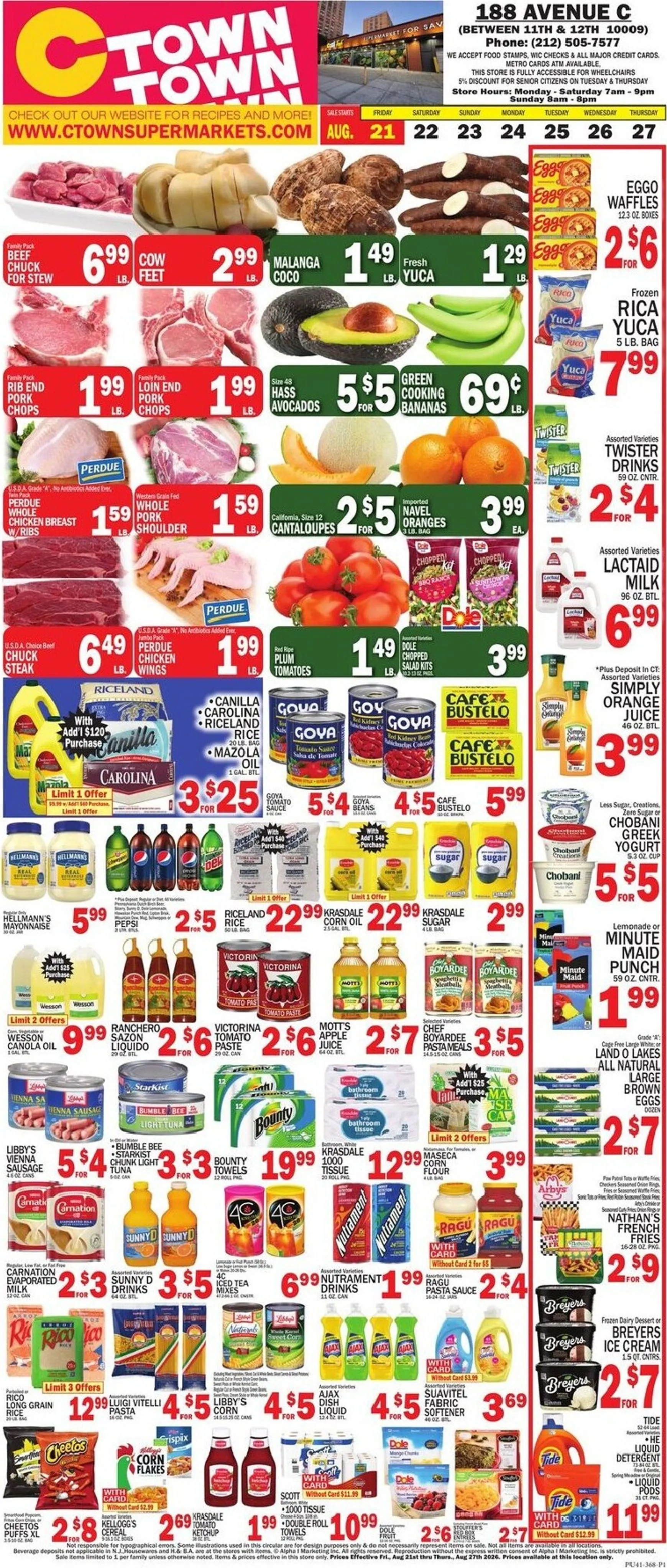 Flyer de ofertas semanales de CTown Supermarkets