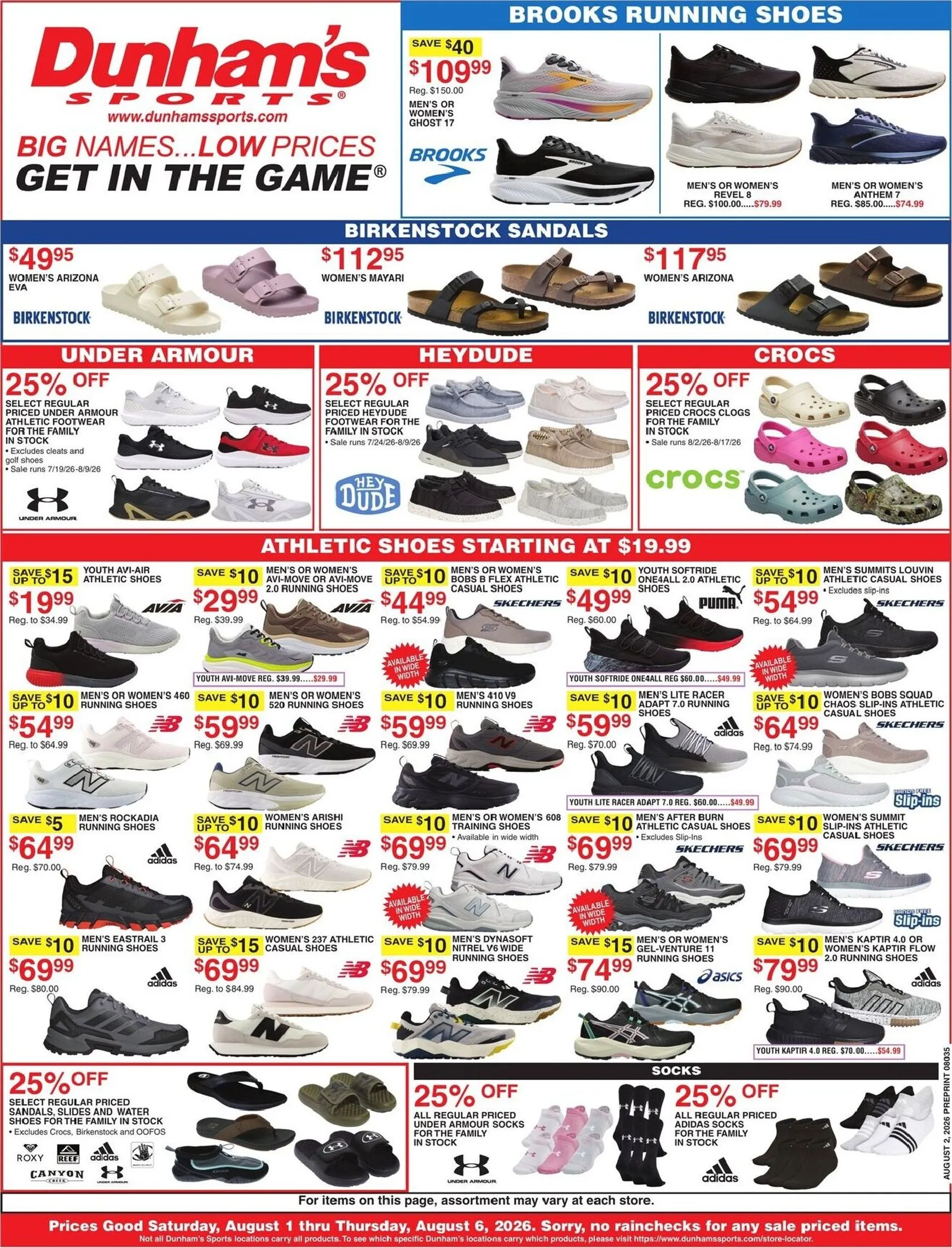 Weekly ad Dunham's Sports flyer for next week from Saturday 08/01/2026 to Thursday 08/06/2026 from August 1 to August 6 2026 - Page 1