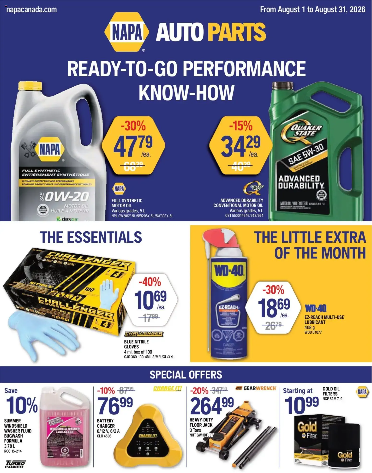 NAPA Auto Parts weekly flyer from Aug 1, 2026 > weekly specials & deals from August 1 to August 31 2026 - flyer page 1
