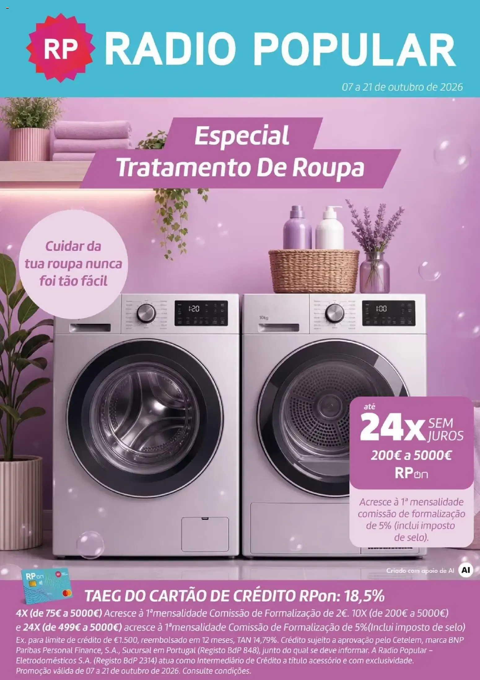 Folheto Radio Popular Especial Tratamento De Roupa » de 07/10/2026 - 21/10/2026 de 7 de outubro até 21 de outubro 2026 - Pagina 1