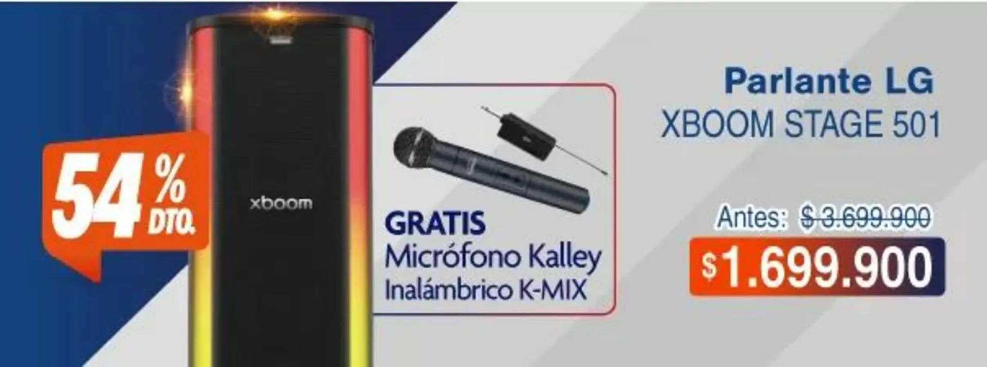 Catalogo de Oferta Parlante LG XBOOM STAGE 501 + Micrófono Kalley 19 de septiembre al 4 de octubre 2026 - Pag 1
