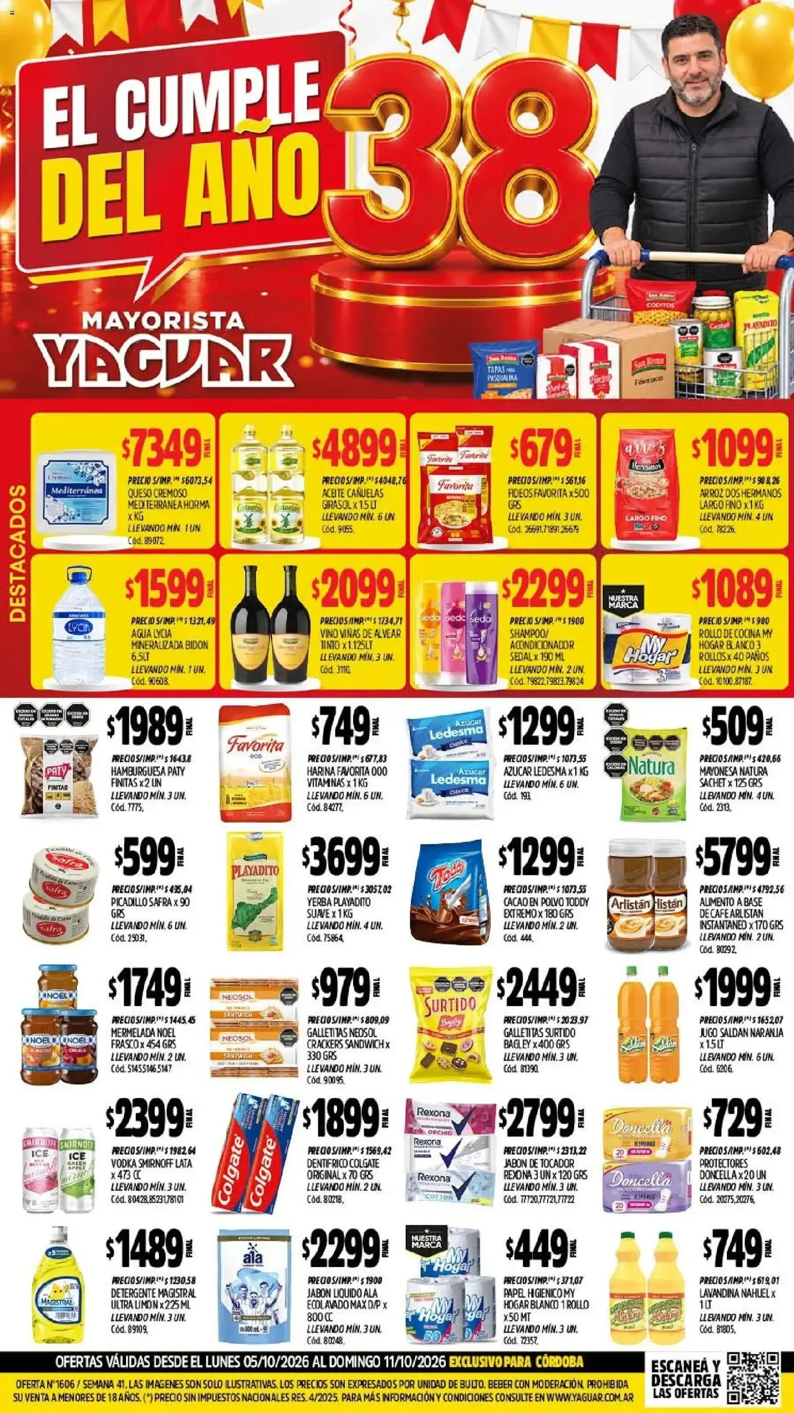 Ofertas de Mayorista Yaguar - El Cumple del Año 38 - Ofertas Semanales Córdoba 5 de octubre al 11 de octubre 2026 - Página 1 del catálogo