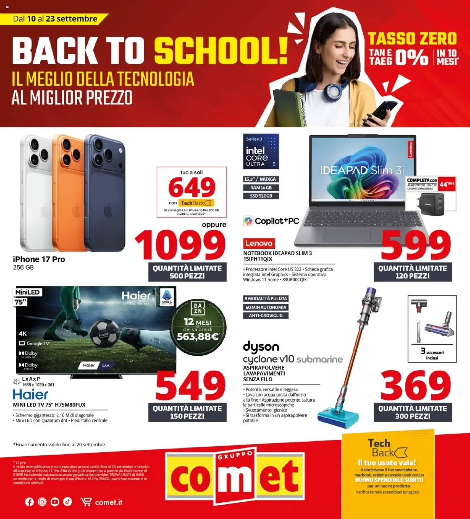 Comet Volantino: Back to School! Il Meglio della Tecnologia al Miglior Prezzo da 10 settembre a 23 settembre di 2026 - Pagina del volantino 1