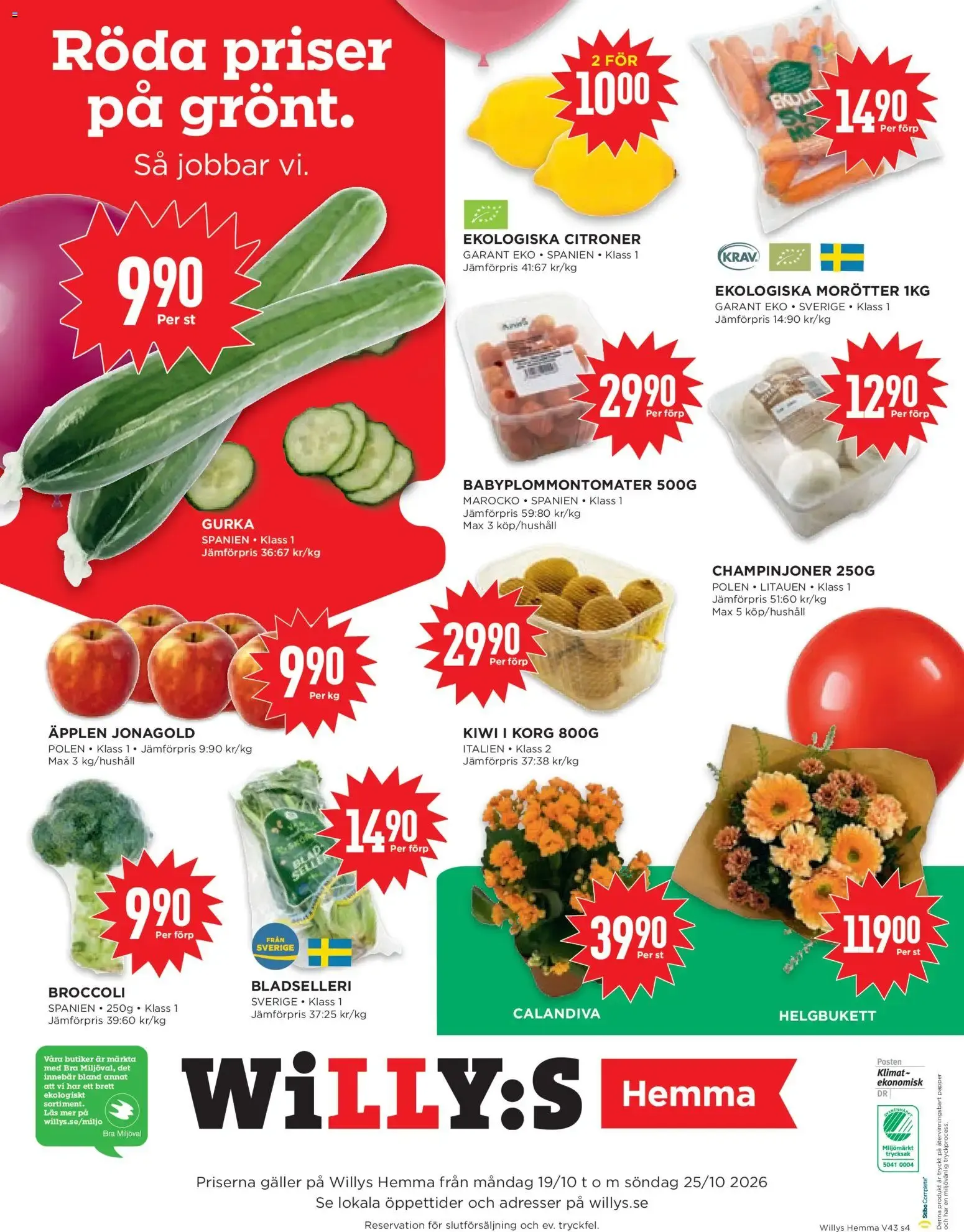 Willys Hemma: Vi fyller år. Våra priser är kalas! från 19 oktober till 25 oktober 2026 - Reklamblad sidor 4