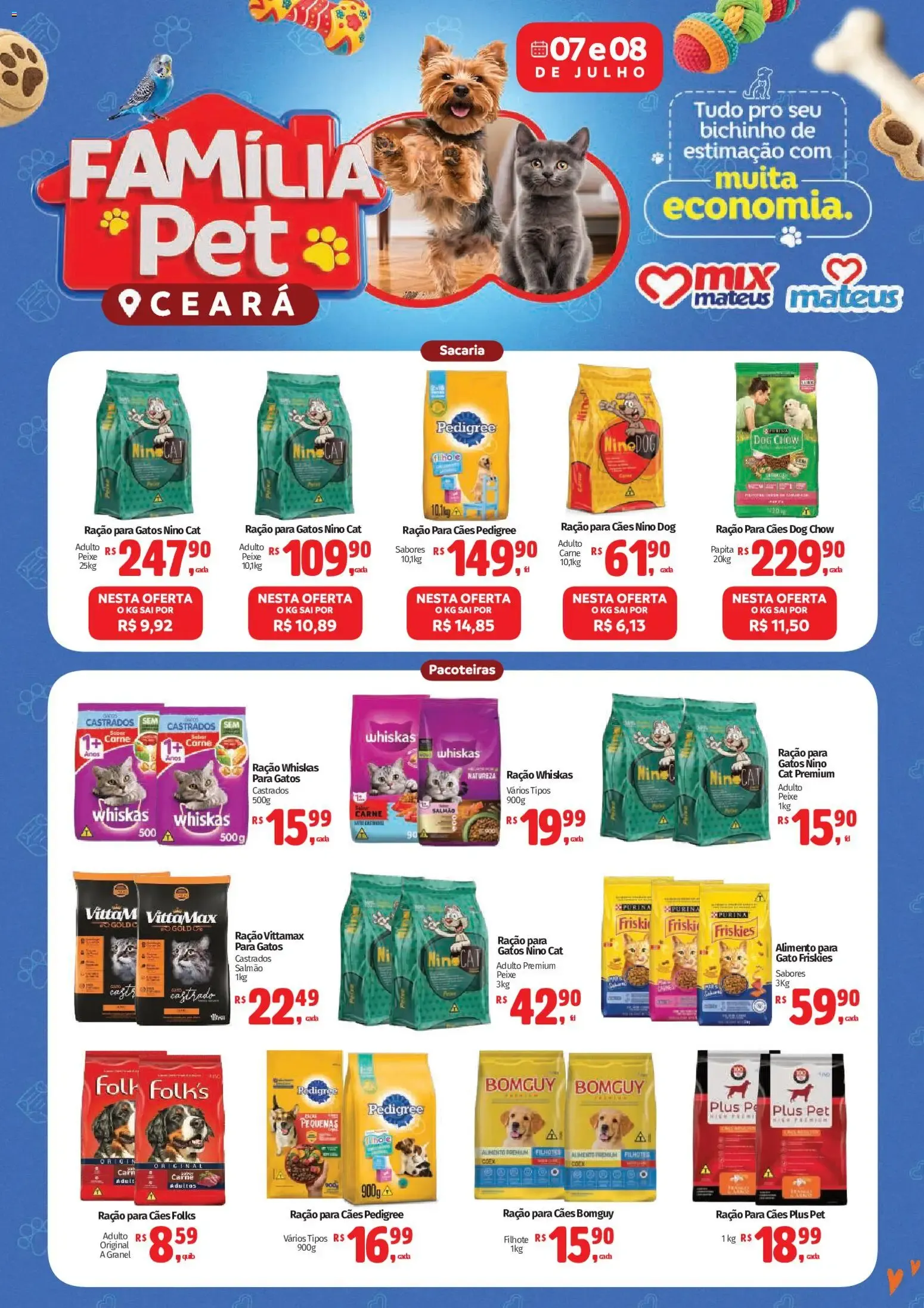 Encarte de Ofertas Família Pet Mix Mateus 7 de julho até 8 de julho 2026 - Pagina 1