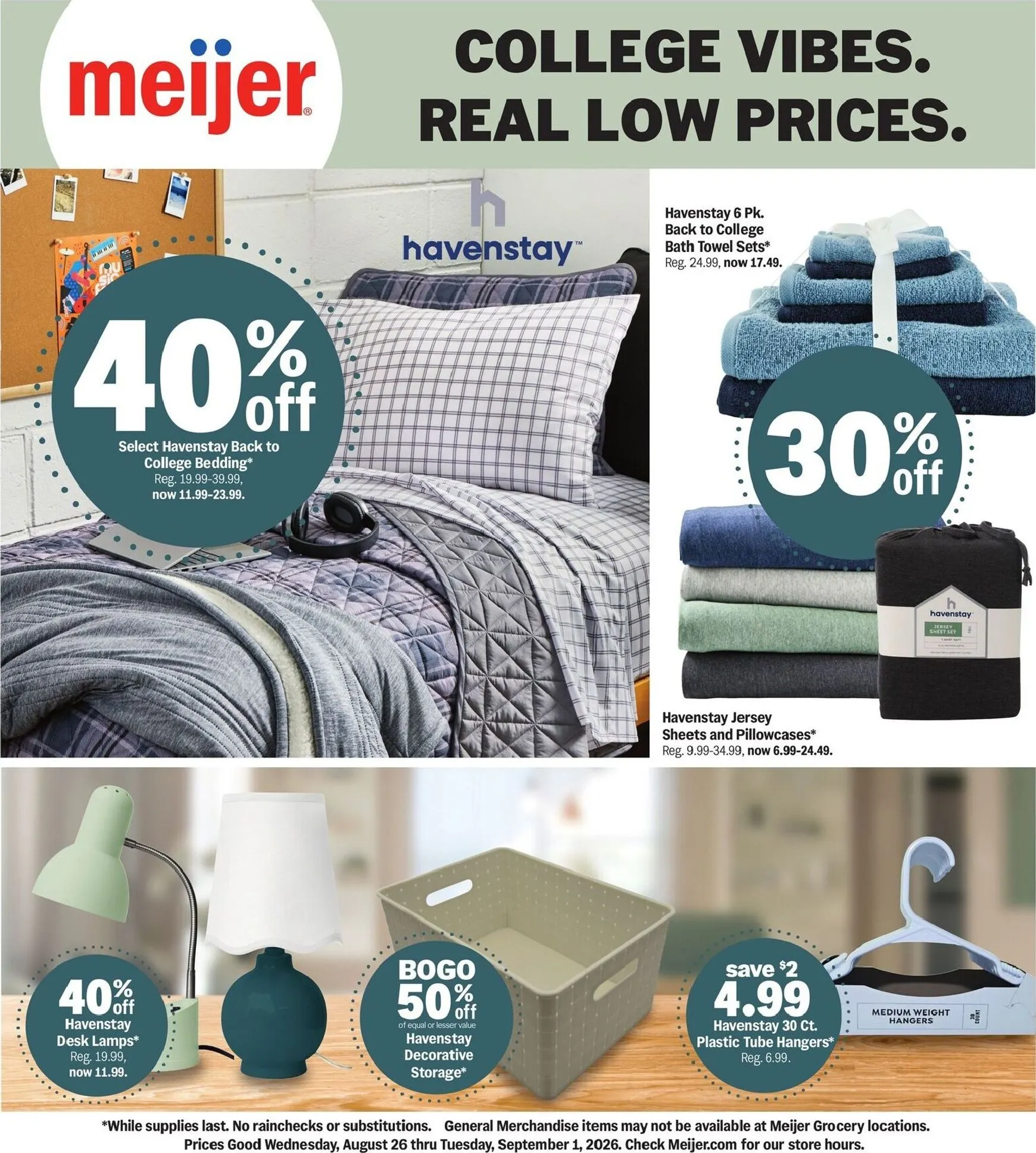Future Meijer - College vibes flyer valid from Wednesday 08/26/2026 to Tuesday 09/01/2026