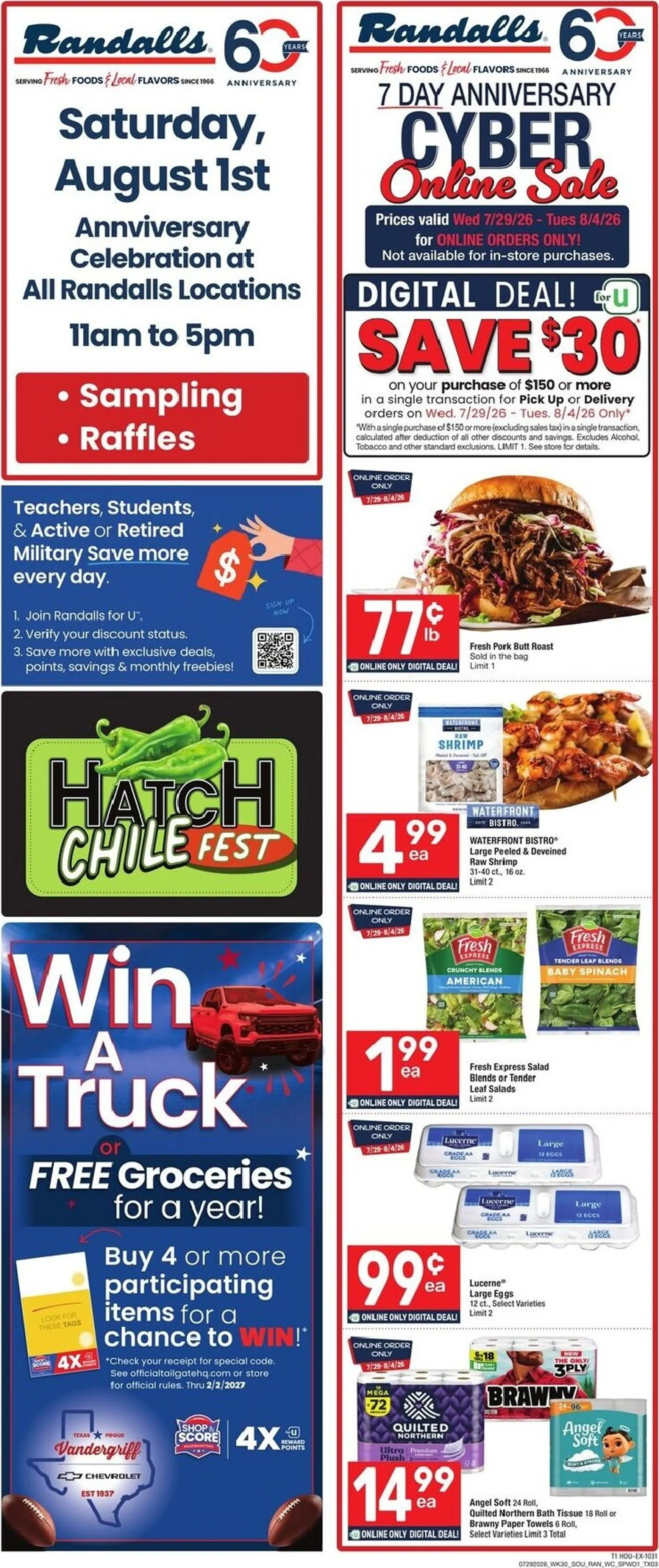 Randalls 60th Anniversary Cyber Online Sale