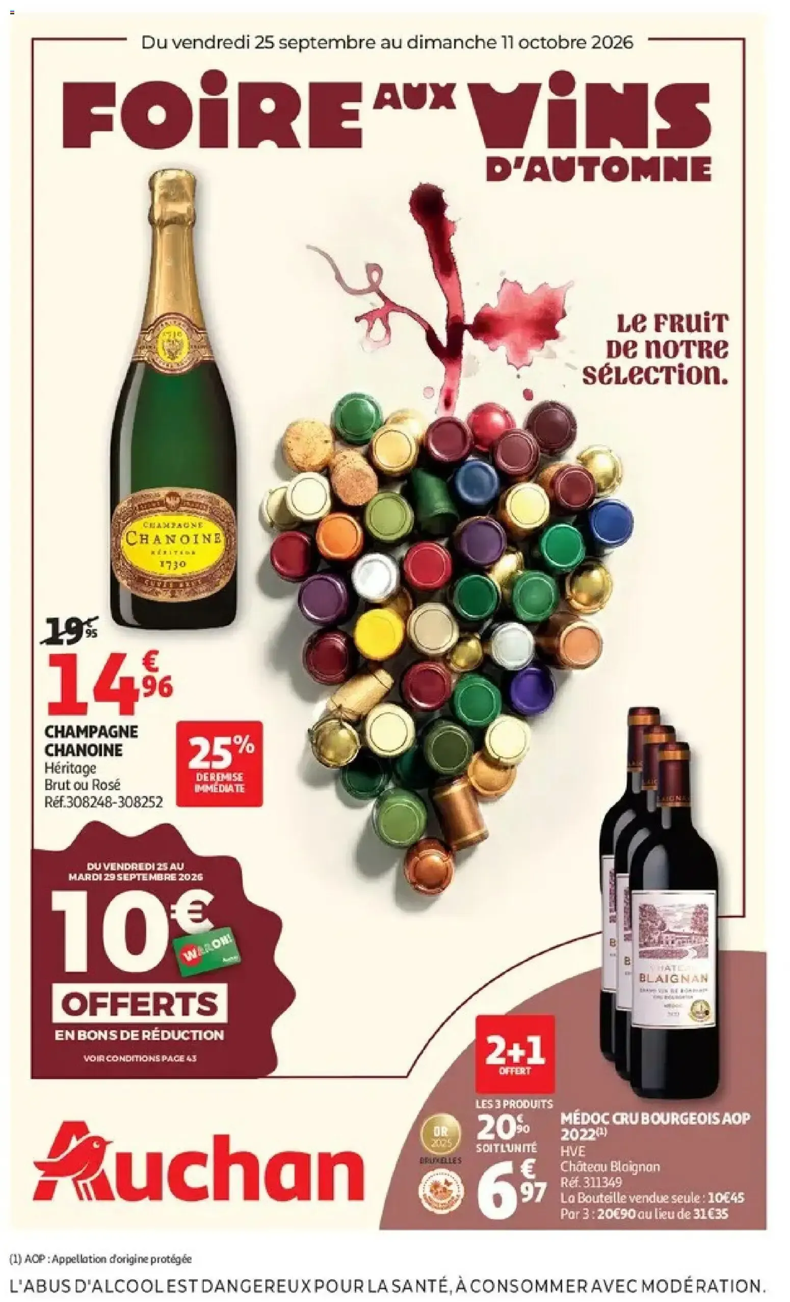 Auchan - Offerts Foire aux vins à partir du 25/09/2026 - promo en ligne du 25 septembre au 11 octobre 2026 - Catalogue page 1
