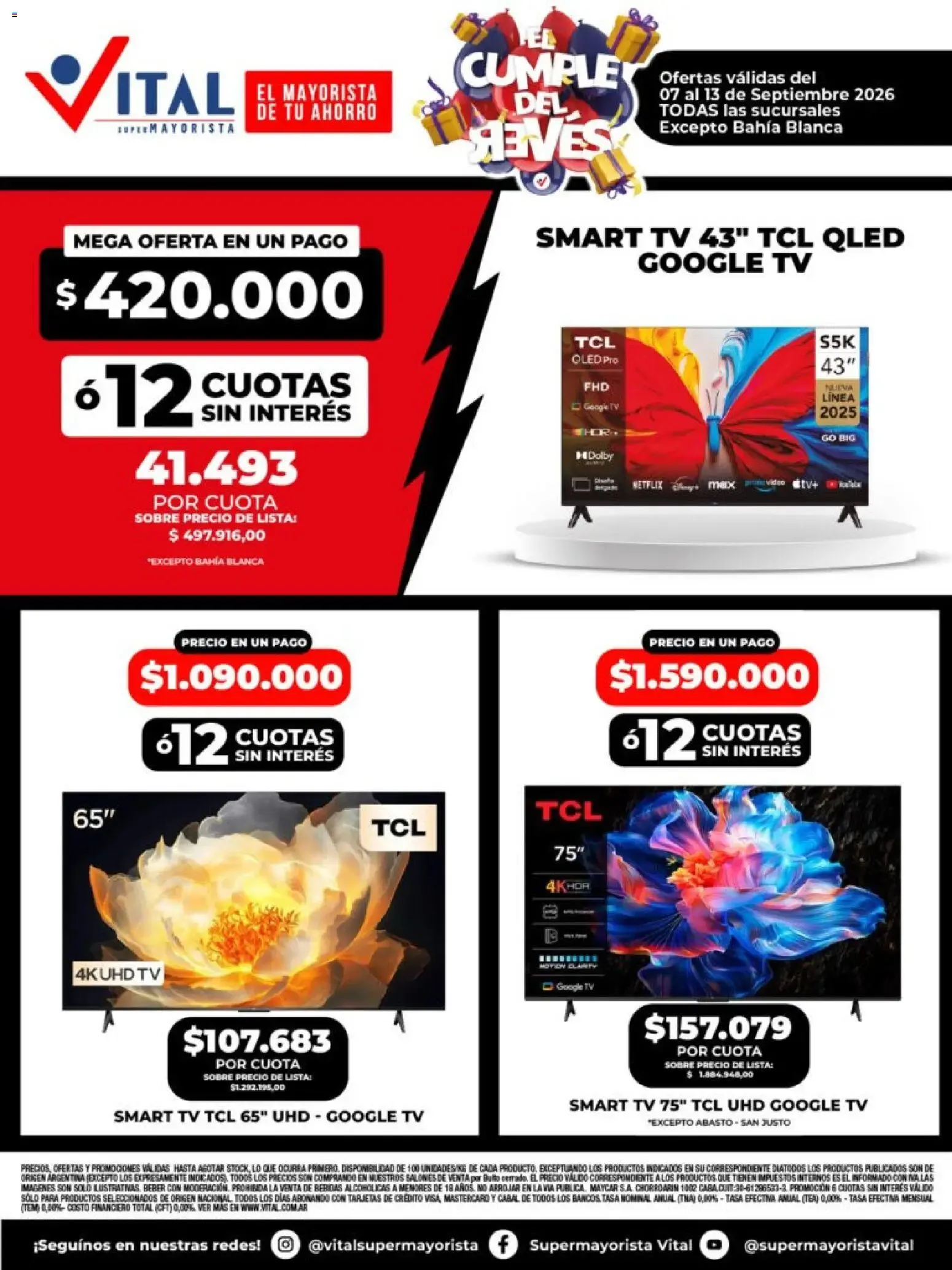 Ofertas de Vital Supermayorista - Cumple del Revés 7 de septiembre al 13 de septiembre 2026 - Página 1 del catálogo