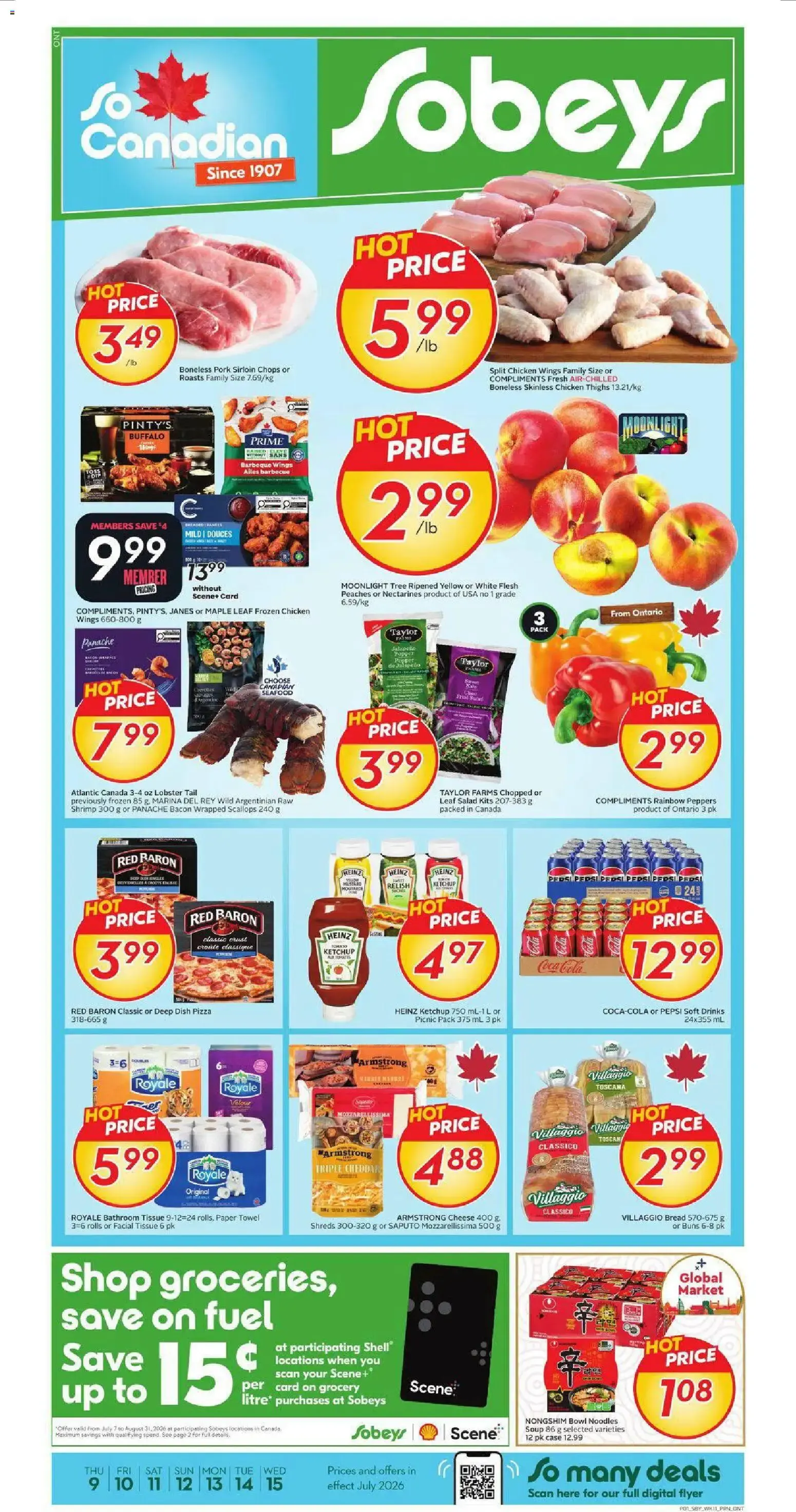 Sobeys weekly flyer / circulaire from Jul 9, 2026 > weekly specials & deals from July 9 to July 15 2026 - flyer page 1