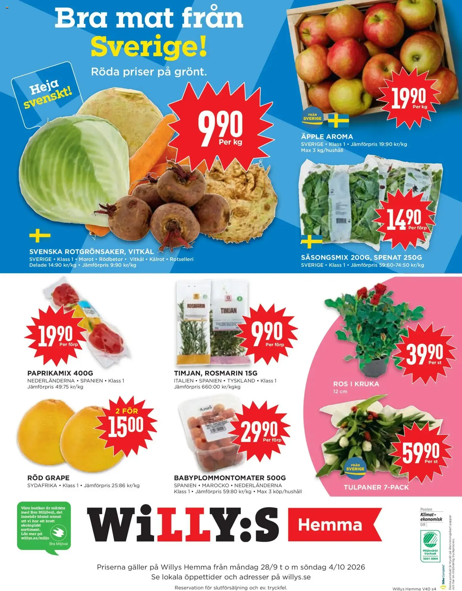 Willys erbjudanden Hemma från 28/09/2026 - 04/10/2026 > Reklamblad nuvarande rabatter från 28 september till 4 oktober 2026 - Reklamblad sidor 4