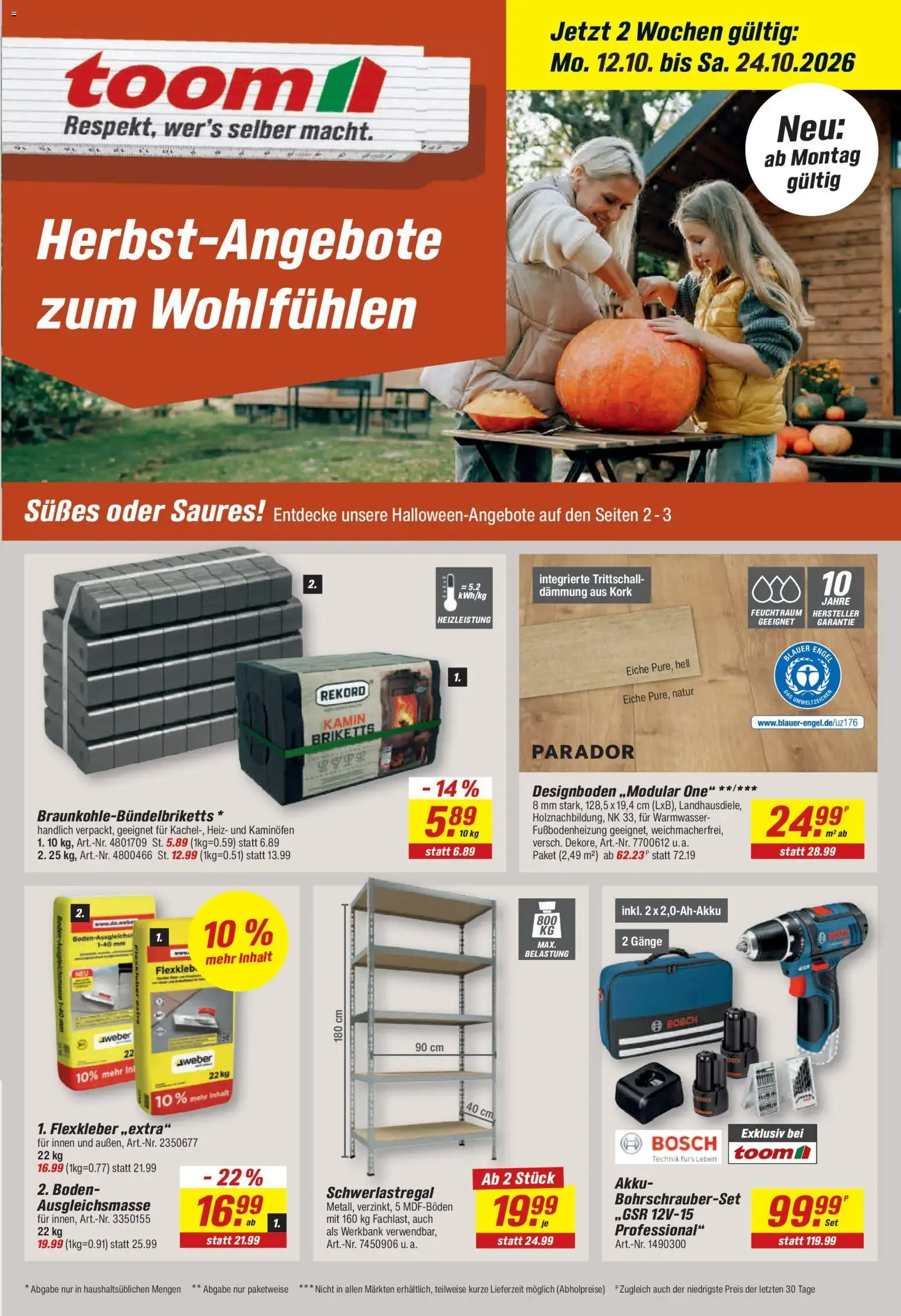 Toom Herbst-Angebote zum Wohlfühlen von 12. Oktober bis 24. Oktober 2026 - Prospekt seite 1