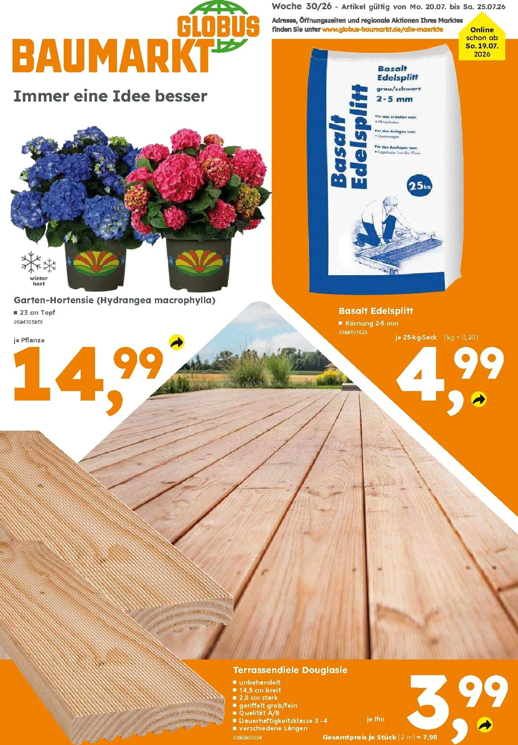 Globus Baumarkt Prospekt – von Sonntag 19.07.2026 bis Samstag 25.07.2026