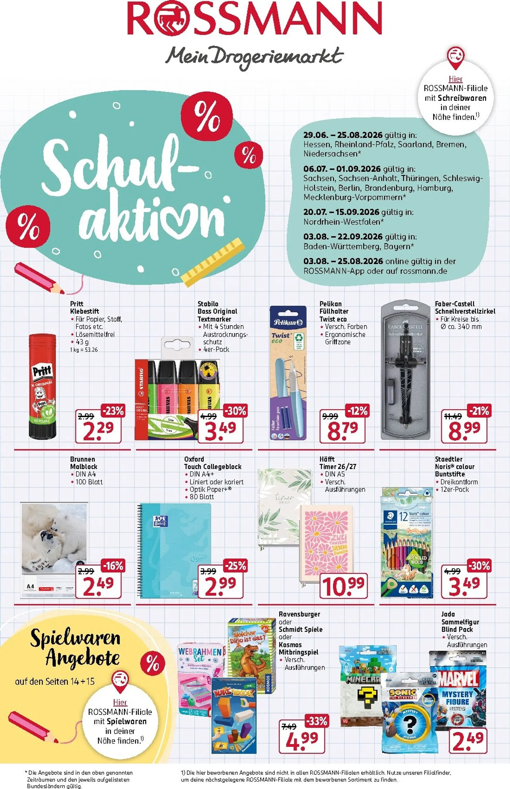 ROSSMANN - Schul-aktion und Spielwaren Angebote