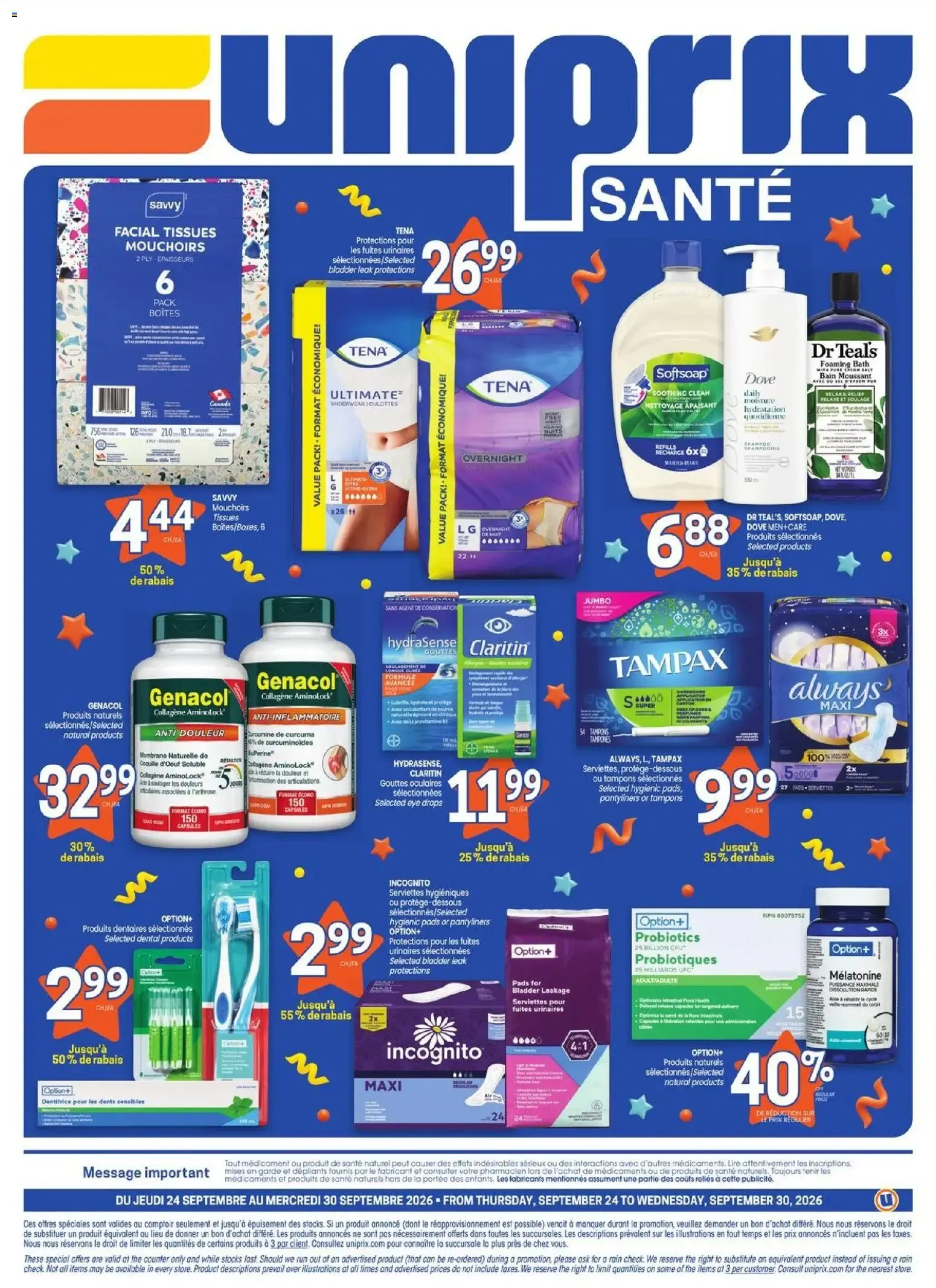 Uniprix Santé - Grande Vente Anniversaire from September 24 to September 30 2026 - flyer page 4