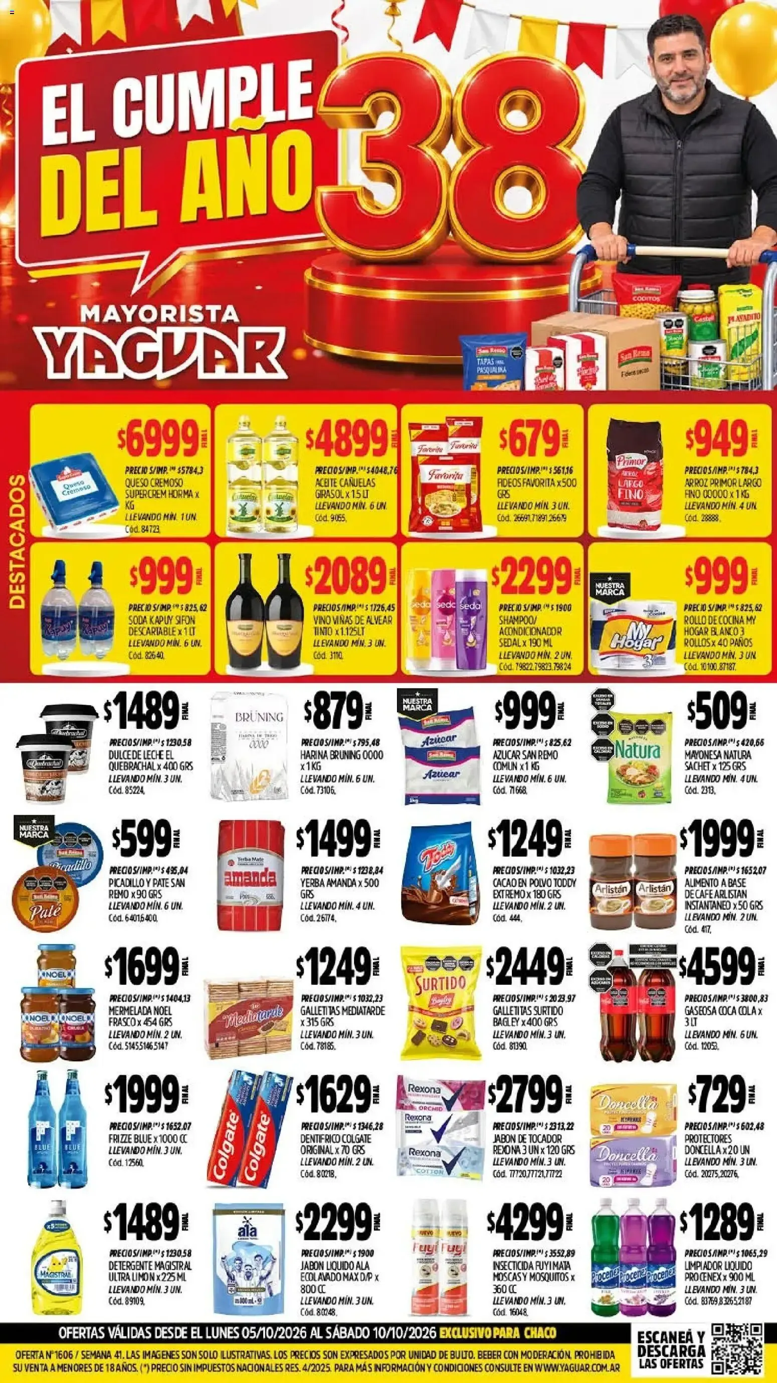 Ofertas de Mayorista Yaguar - El Cumple del Año 38 - Ofertas para Chaco 5 de octubre al 10 de octubre 2026 - Página 1 del catálogo