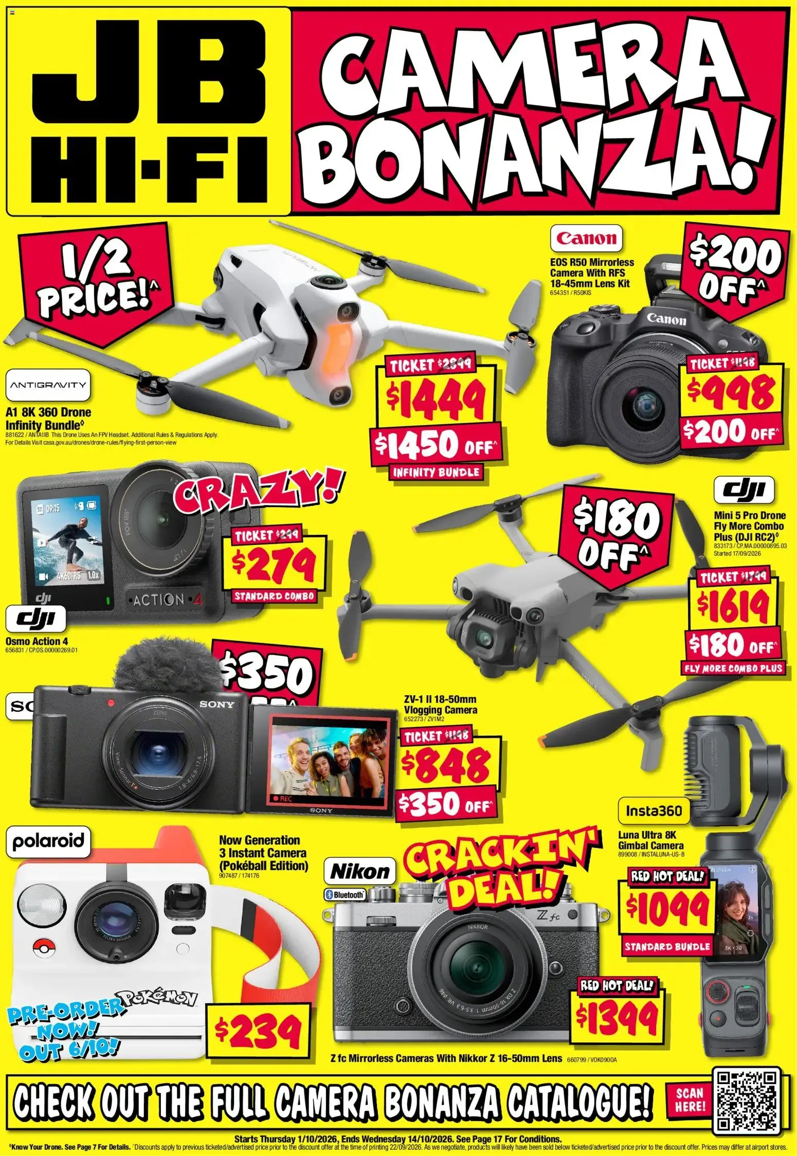 JB Hi-Fi catalogue Camera Bonanza - 01/10/2026 > weekly / monthly specials - Catalogue valid from 1 October to 14 October 2026 - page 1