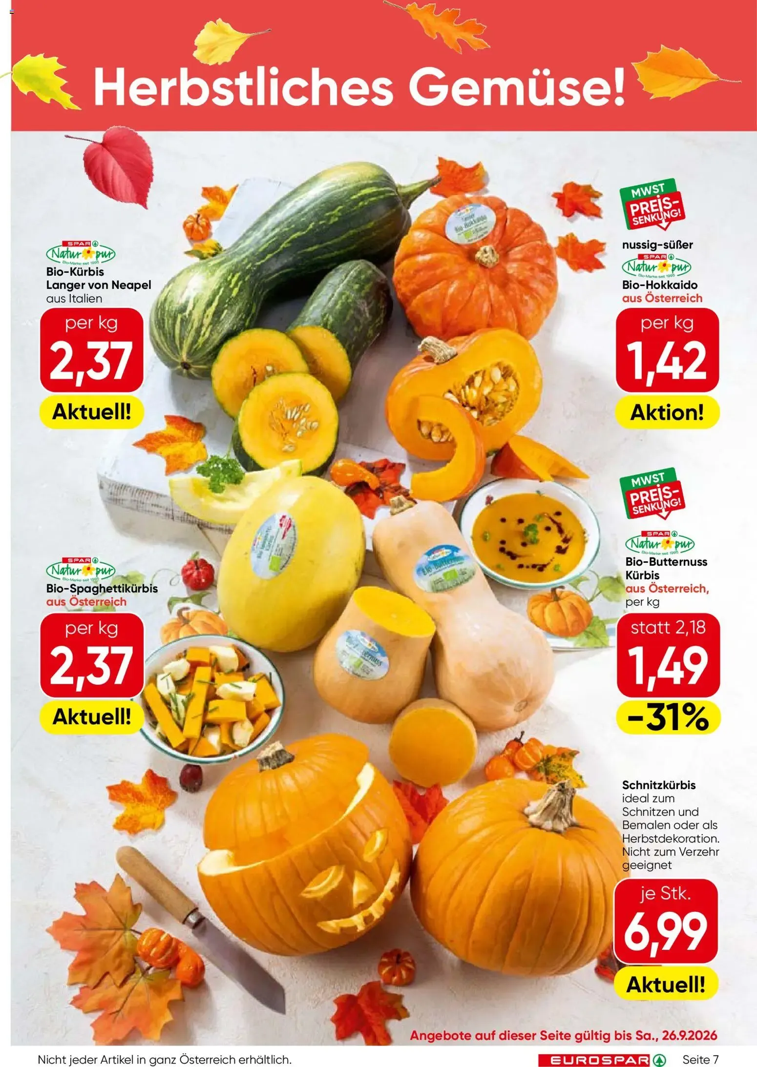 Eurospar Flugblatt von 24.09.2026 - Aktuelle Angebote von 24. September bis 7. Oktober 2026 - Flugblätt seite 7