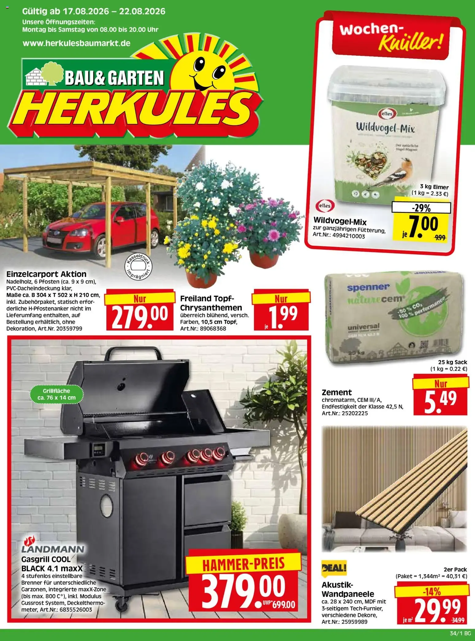 HERKULES Bau & Garten (ab 17.08.2026) zum Blättern von 17. August bis 22. August 2026 - Prospekt seite 1