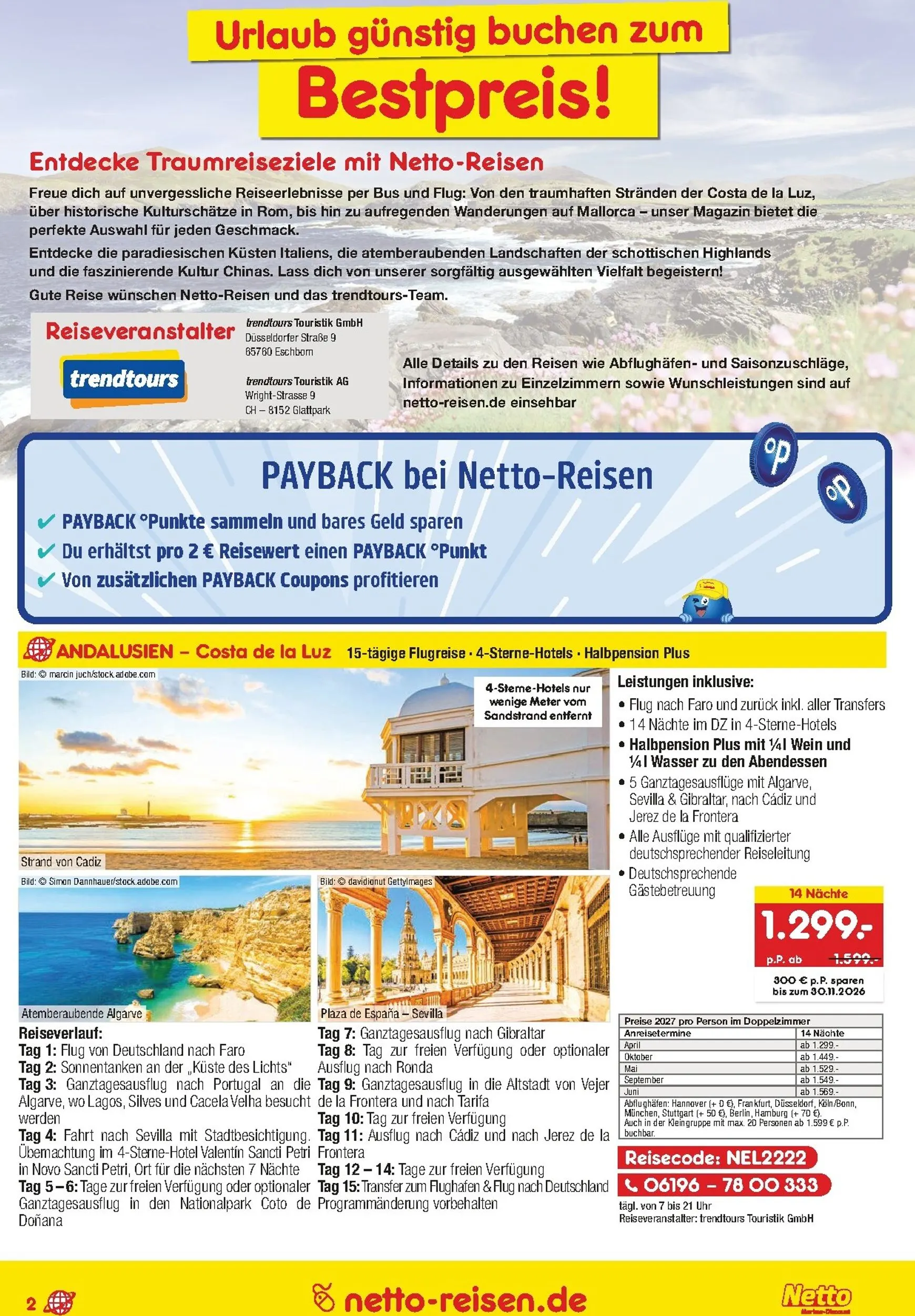 Netto Reisen Sonderausgabe von 15. Oktober bis 31. Oktober 2026 - Prospekt seite 2