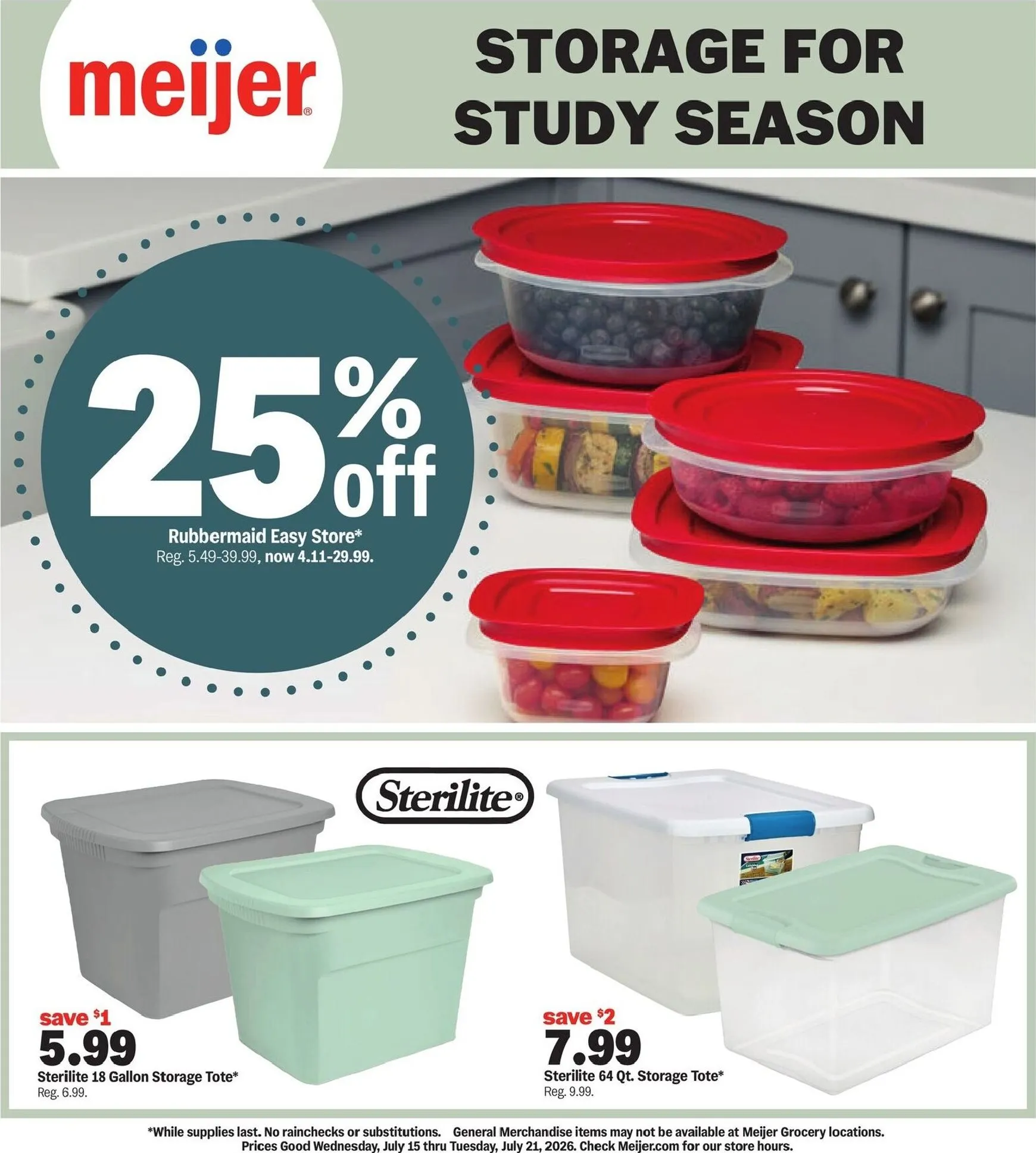 Future Meijer - Storage flyer valid from Wednesday 07/15/2026 to Tuesday 07/21/2026