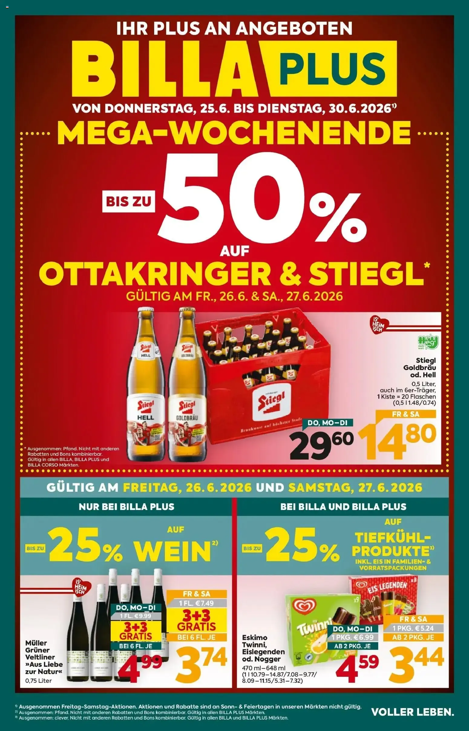 BILLA PLUS Mega-Wochenende von 25. Juni bis 30. Juni 2026 - Flugblätt seite  1
