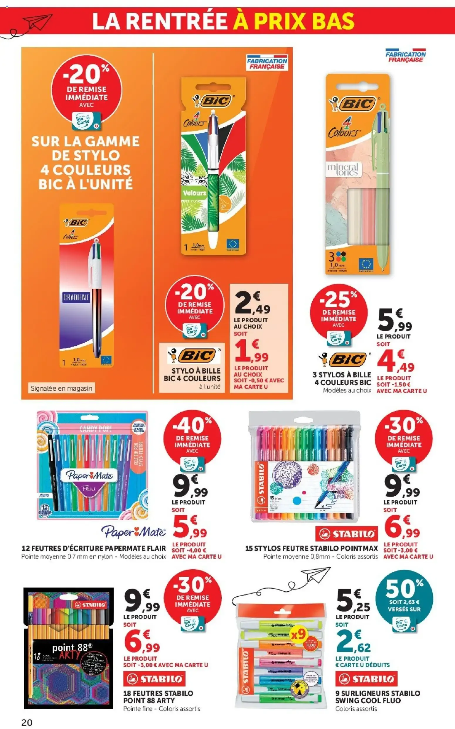 Hyper U - La rentrée à prix bas à partir du 15/07/2026 - promo en ligne du 15 juillet au 9 août 2026 - Catalogue page 20