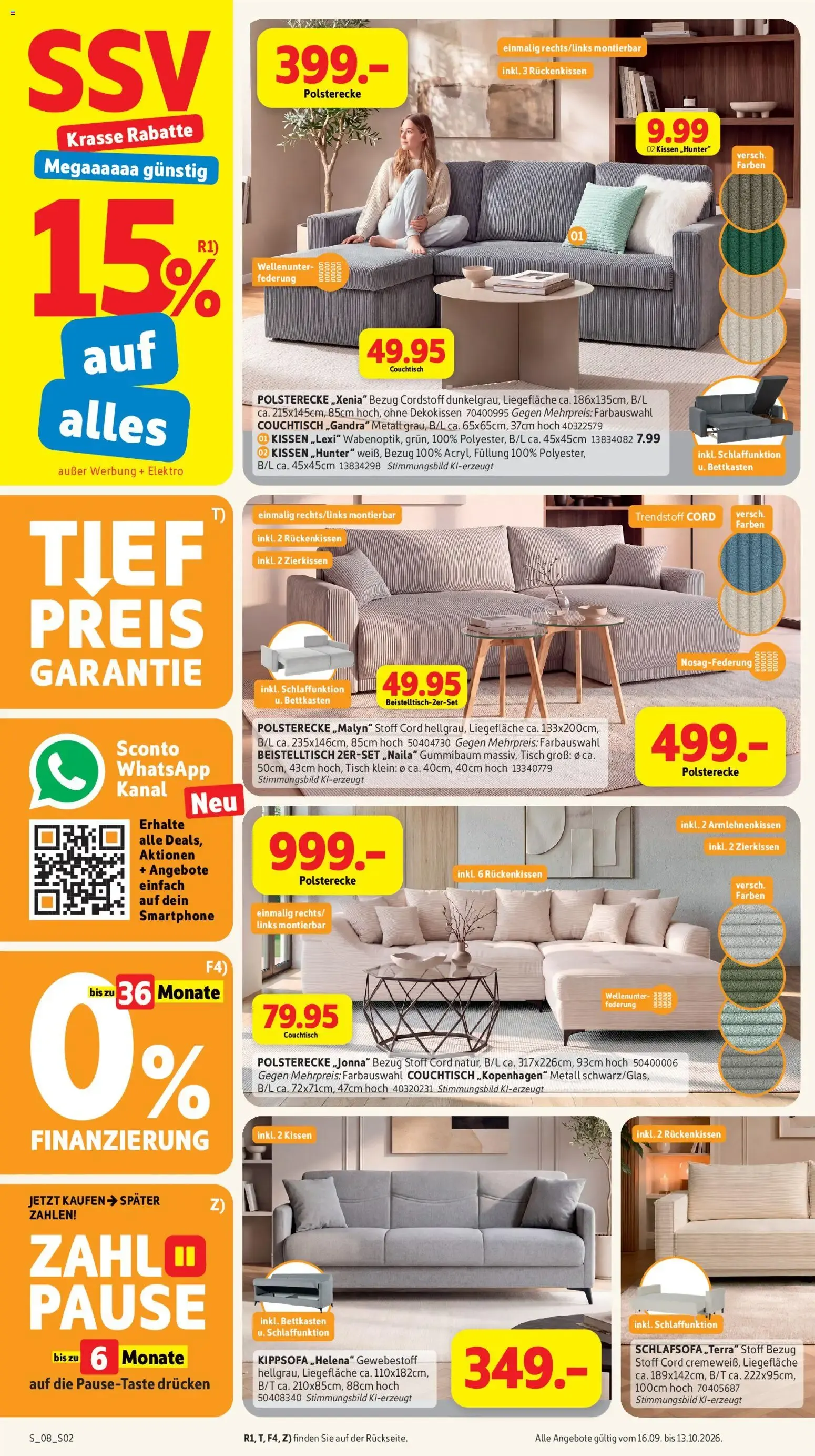 Sconto – Deutschlands günstigstes Möbelhaus! SSV 15% auf alles von 16. September bis 13. Oktober 2026 - Prospekt seite 2