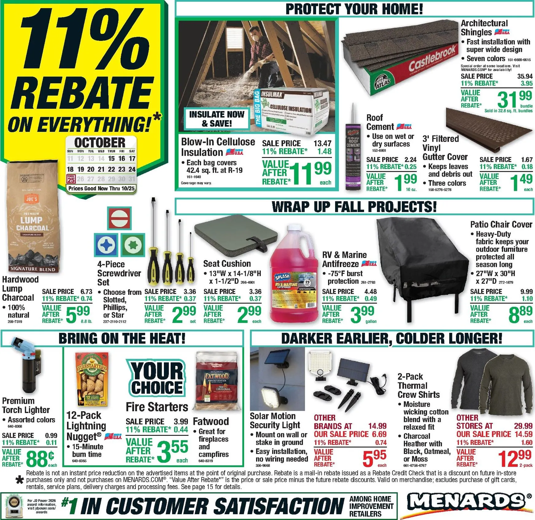 Current Menards leaflet valid from Thursday 10/15/2026 to Sunday 10/25/2026