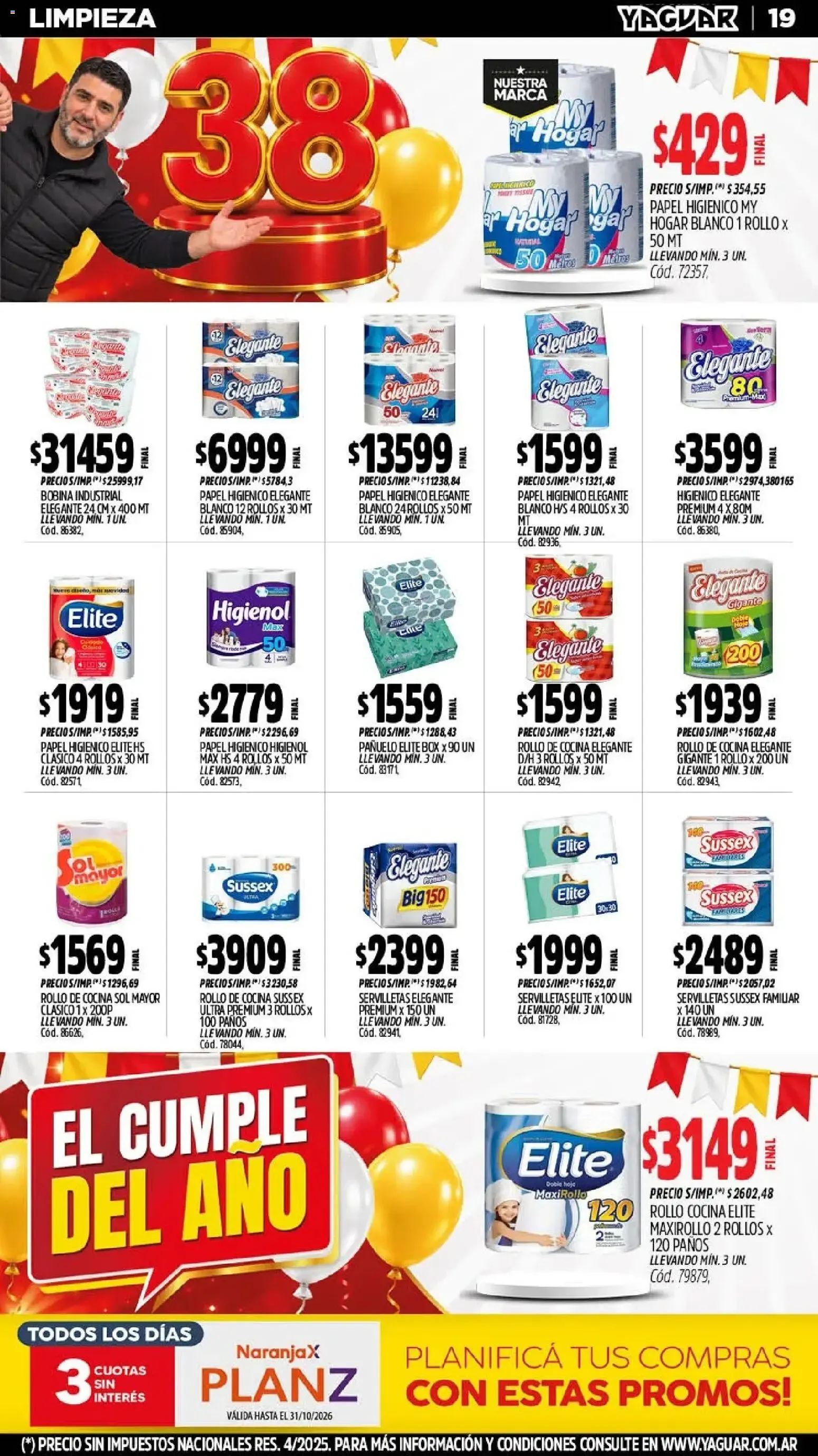 Ofertas de Mayorista Yaguar - El Cumple del Año 38 26 de octubre al 31 de octubre 2026 - Página 19 del catálogo