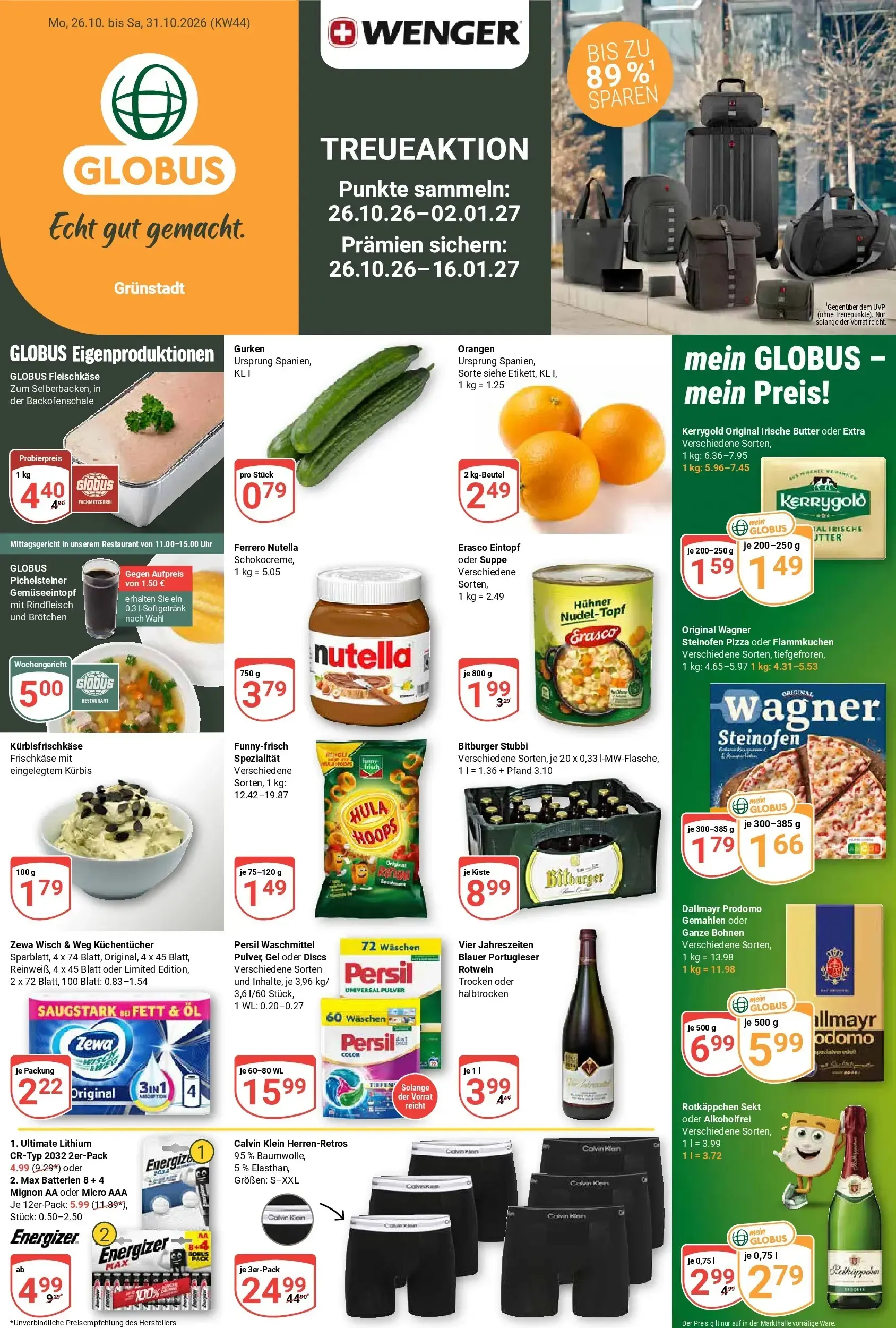 Globus - Grünstadt Prospekt – von Montag 26.10.2026 bis Samstag 31.10.2026
