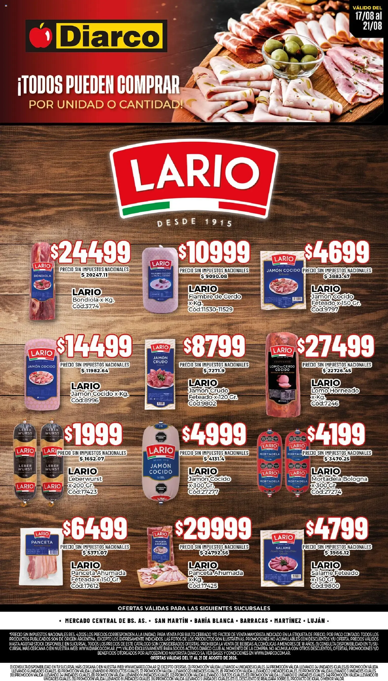 Ofertas de Diarco - Especial Lario del 17/08/2026 - 21/08/2026 17 de agosto al 21 de agosto 2026 - Página 1 del catálogo