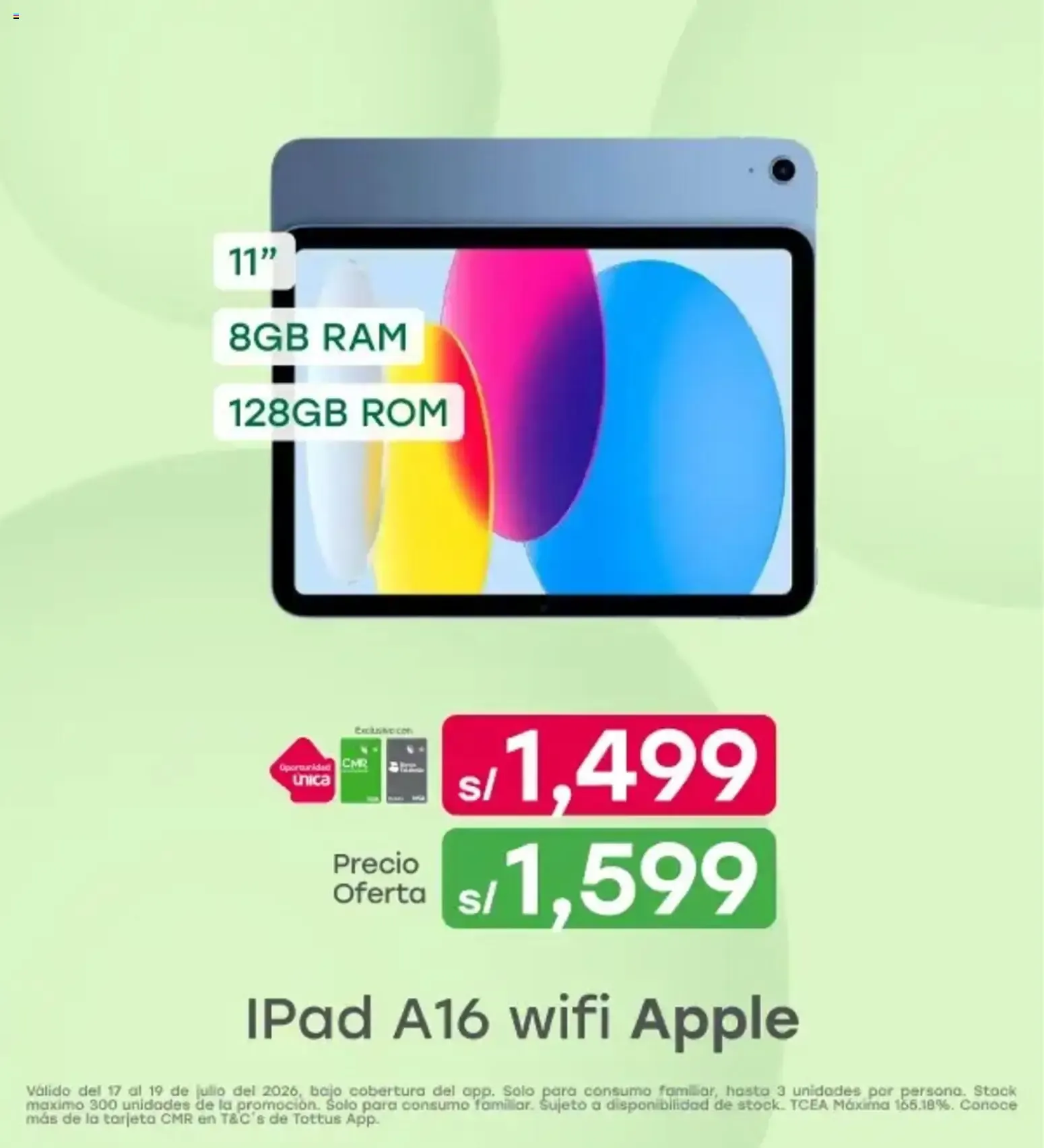 Catalogo de IPad A16 wifi Apple 17 de julio al 19 de julio 2026 - Pag 1