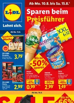 LIDL - Sparen beim Preisführer von 10. August bis 15. August 2026 - Prospekt seite 1