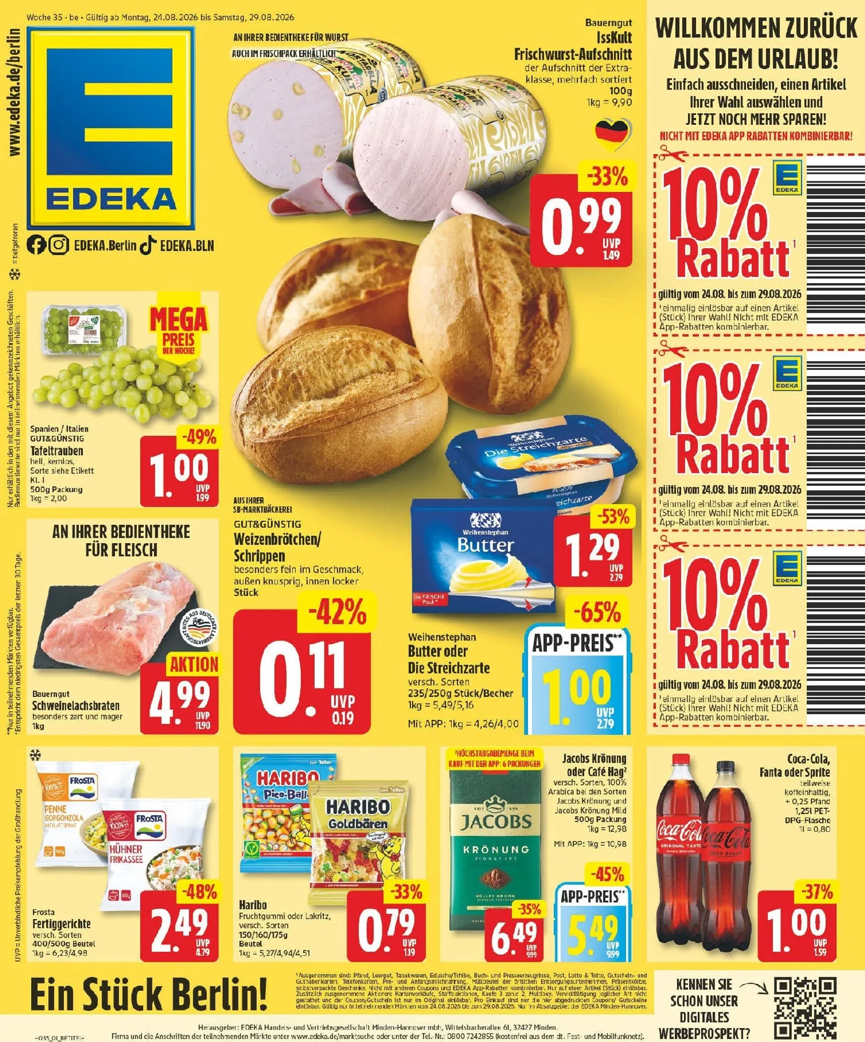 Edeka Prospekt nächste Woche – von Montag 24.08.2026 bis Samstag 29.08.2026 von 24. August bis 29. August 2026 - Prospekt seite 1