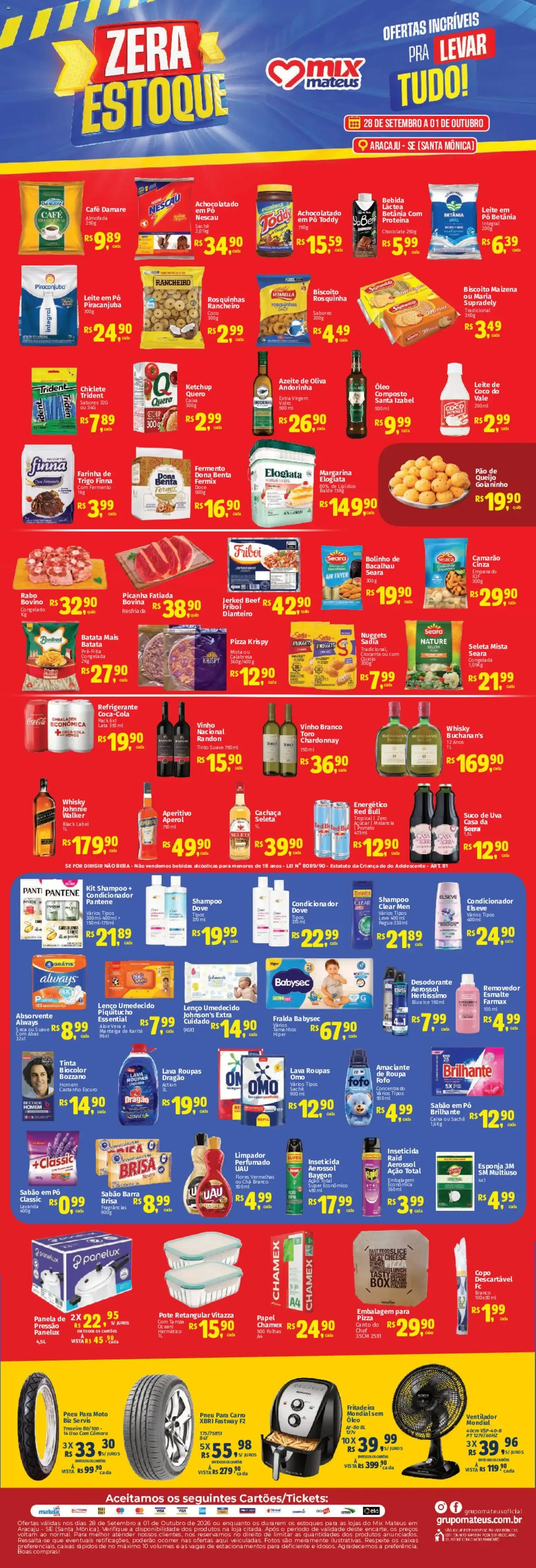 Encarte de Mateus ofertas Zera estoque de 28/09/2026 | Promoções Online 28 de setembro até 1 de outubro 2026 - Pagina 1