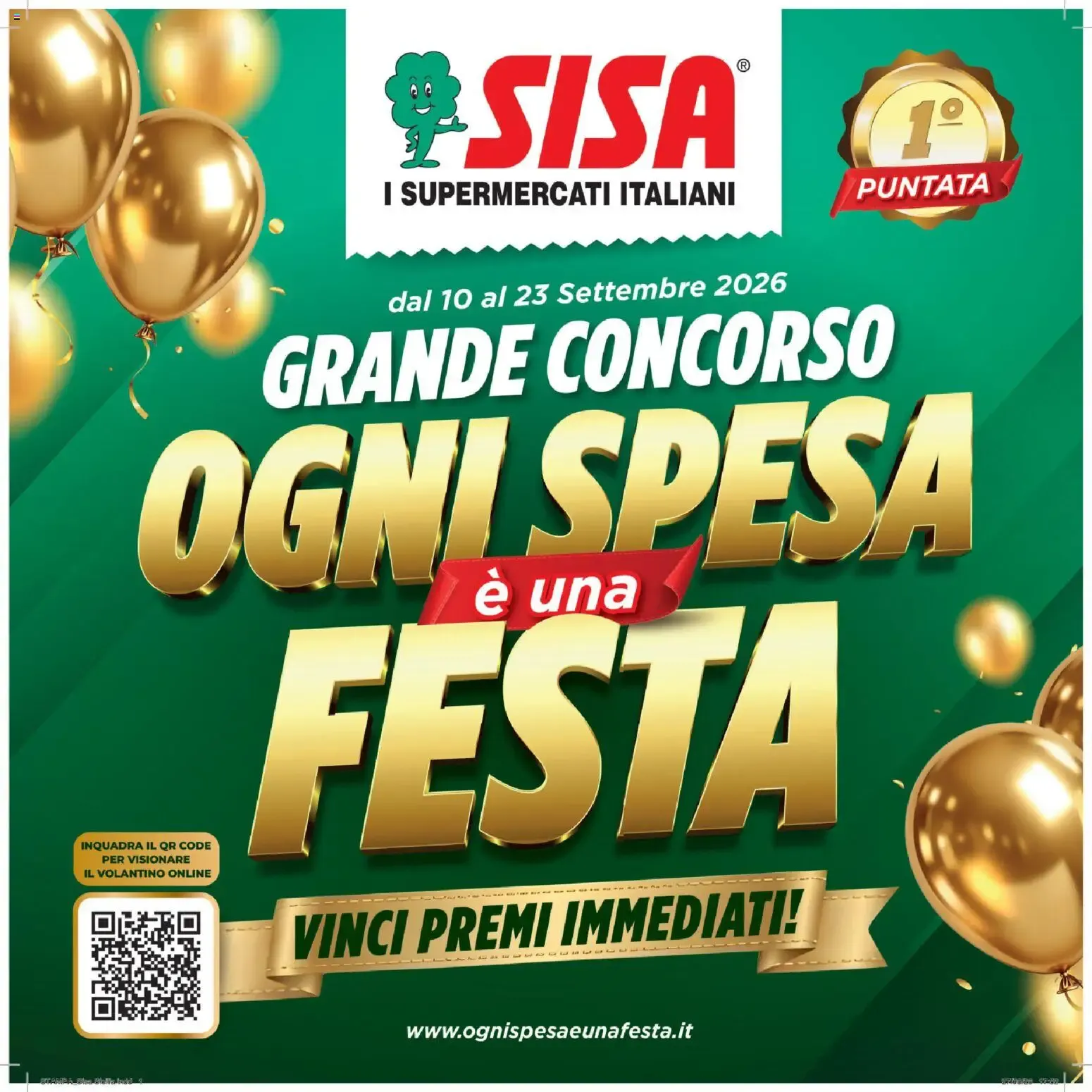 SISA: Grande Concorso Ogni Spesa è una Festa - Vinci Premi Immediati! da 10 settembre a 23 settembre di 2026 - Pagina del volantino 1